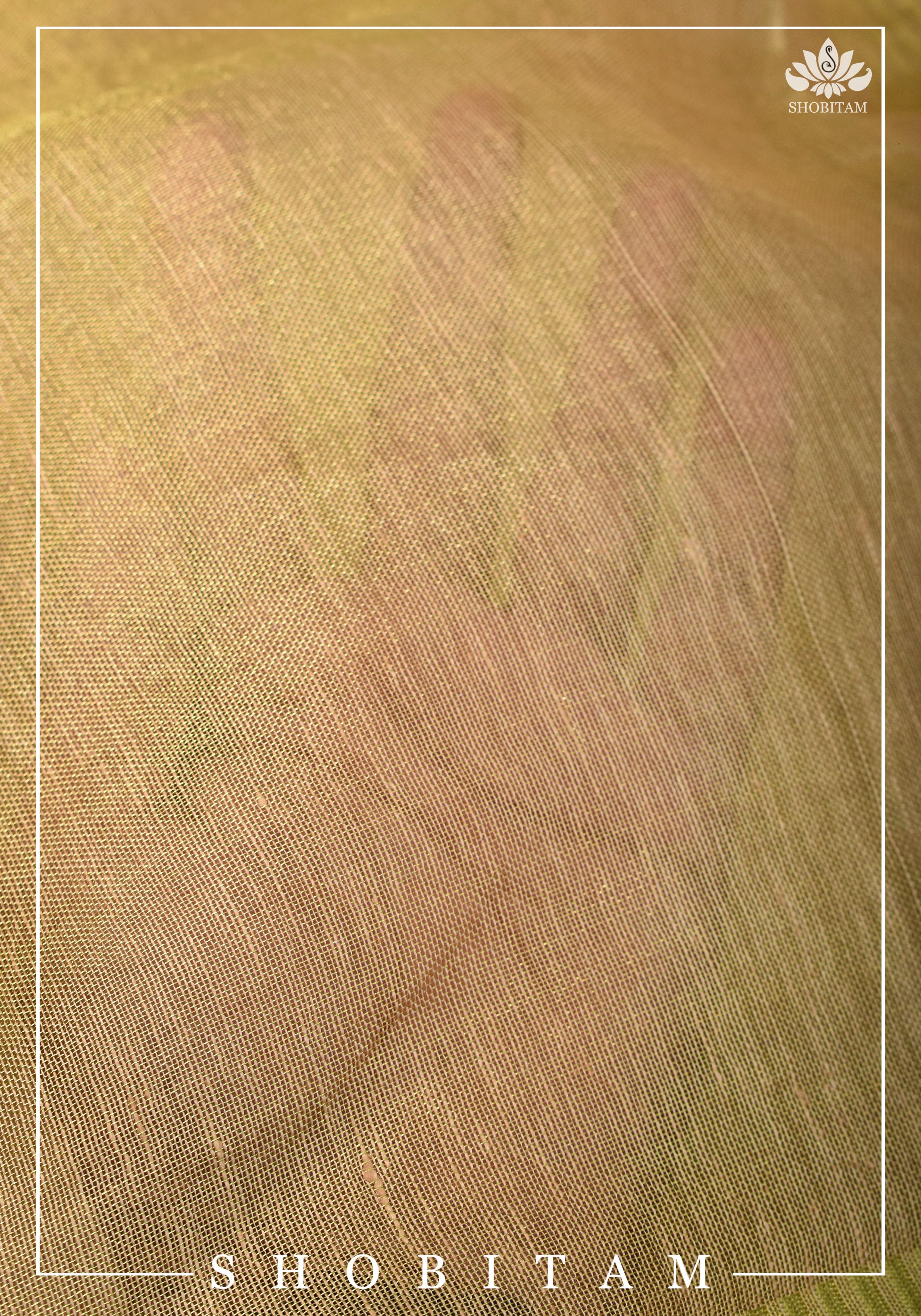 Gold Tissue Linen Saree | Shobitam - Image 12