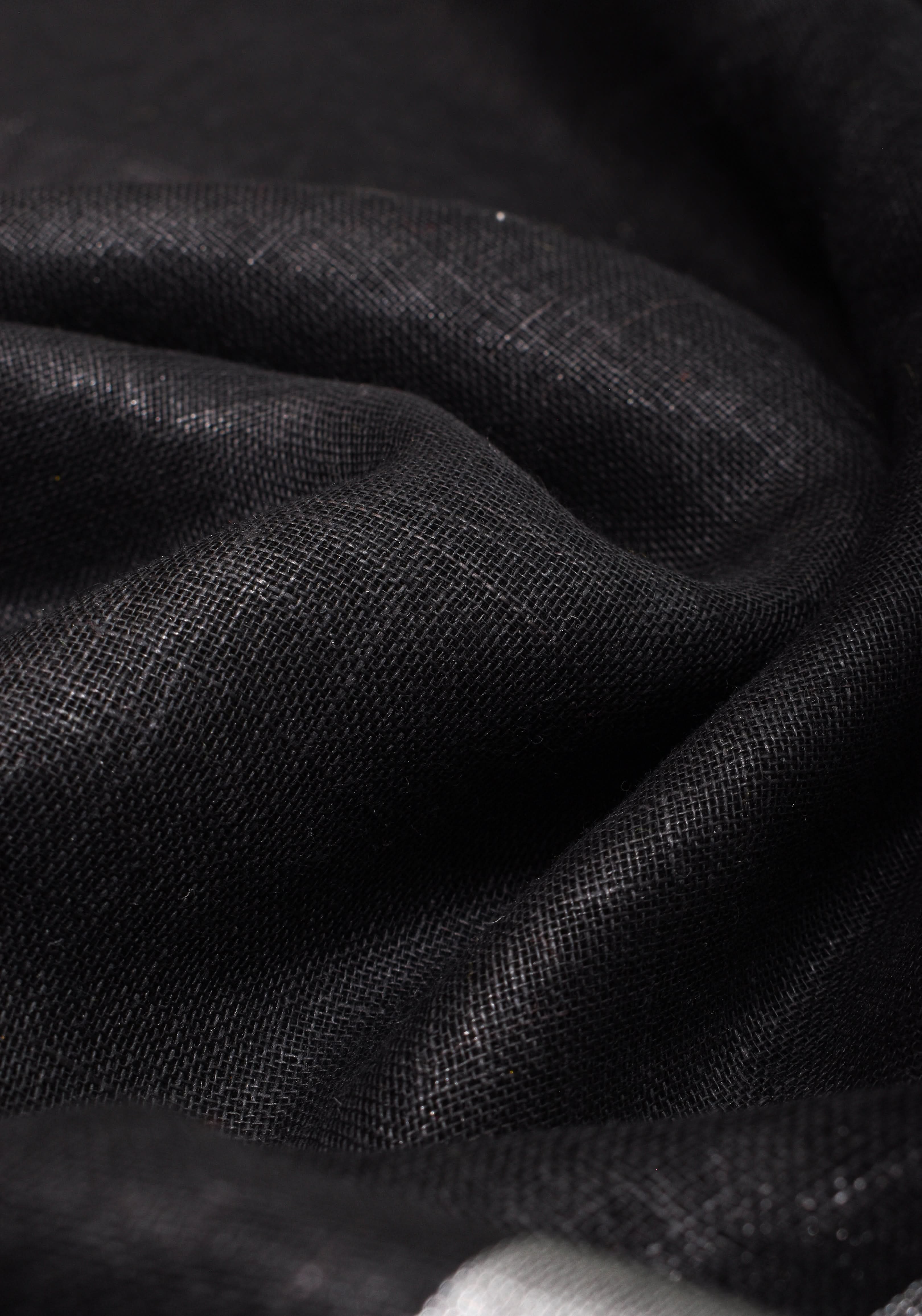 Black and Leaf Green Wide Border Linen by Linen Saree | Shobitam - Image 3