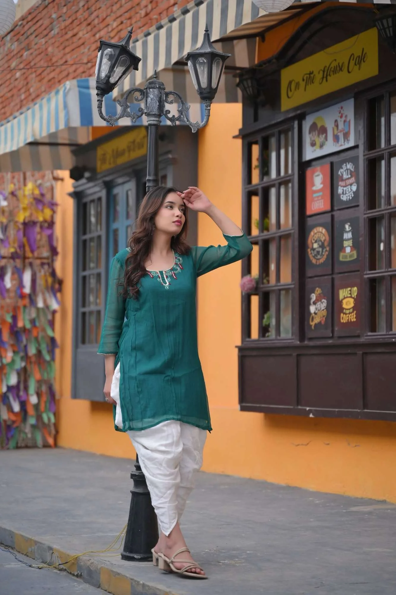 Ahaana Chiffon Short Kurta And Dhoti Pants 2 Piece Set | Made To Order - Image 3