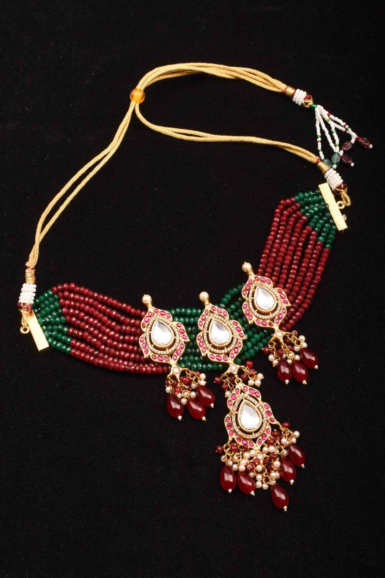 Antique Jadau multistrand Choker with floral Units, No earrings - Image 4