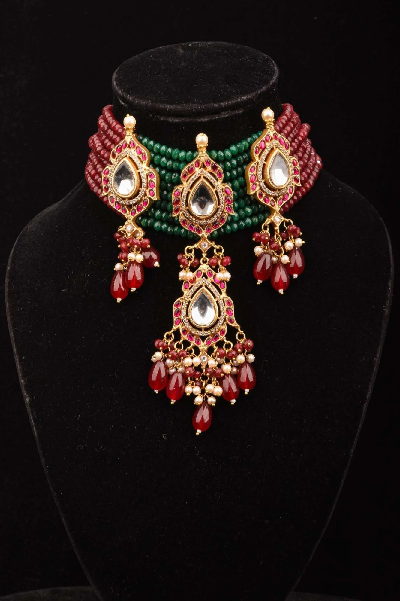 Antique Jadau multistrand Choker with floral Units, No earrings - Image 5