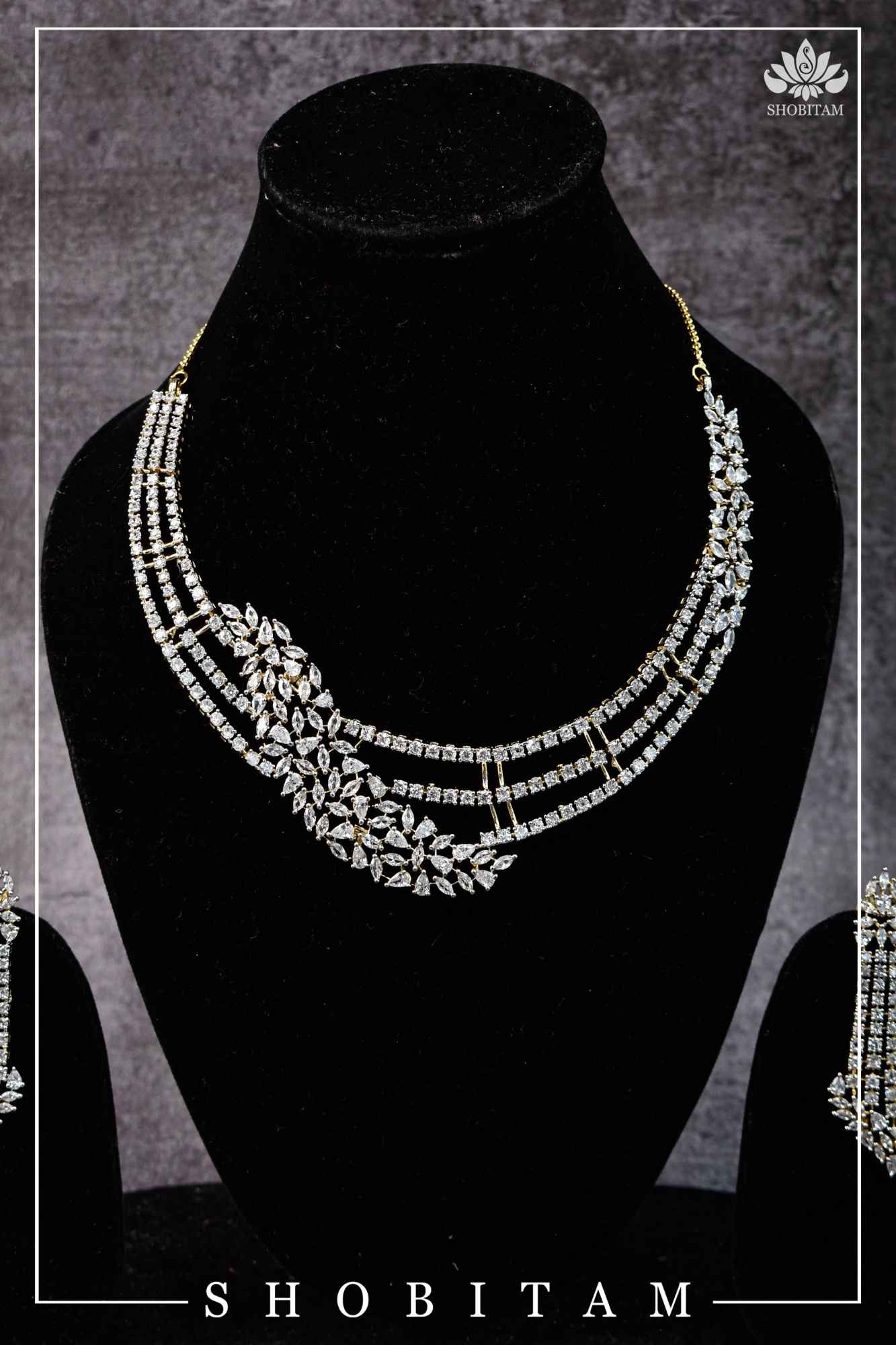 Asymmetric CZ Stone Dual Polish Contemporary Necklace | Shobitam Jewelry - Image 7