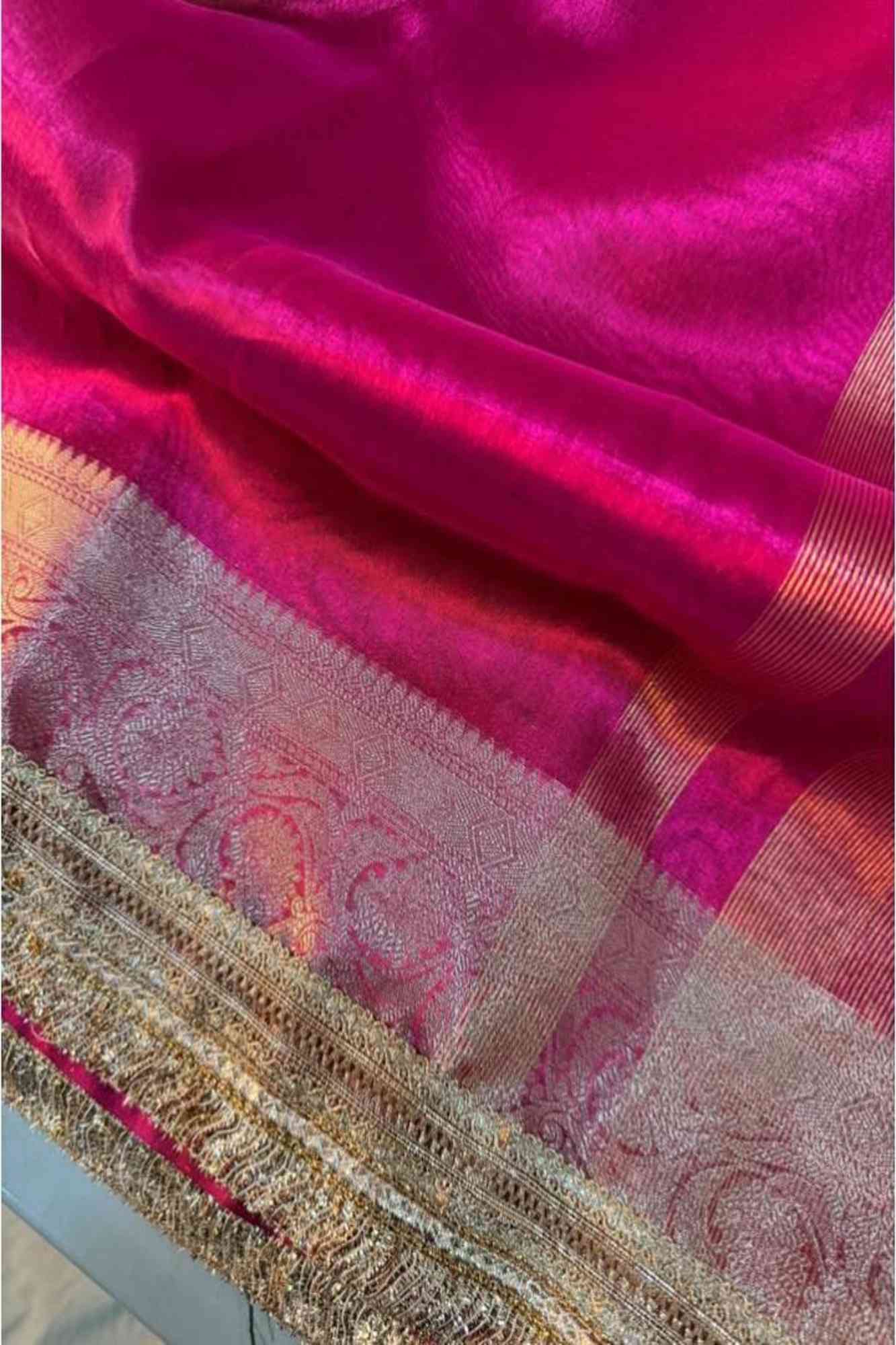 Banarasi-Inspired Tissue Silk with Intricate Zari Weaving Ready To Wear Saree - Image 5