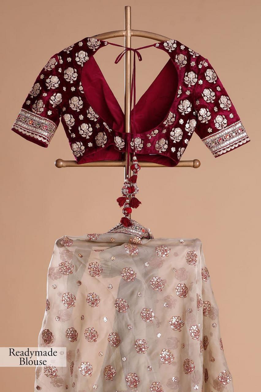Beautiful Heavy Soft Tissue with Overall Sequence & Heavy Embroidery Zari Thread Ready to Wear Saree - Image 14