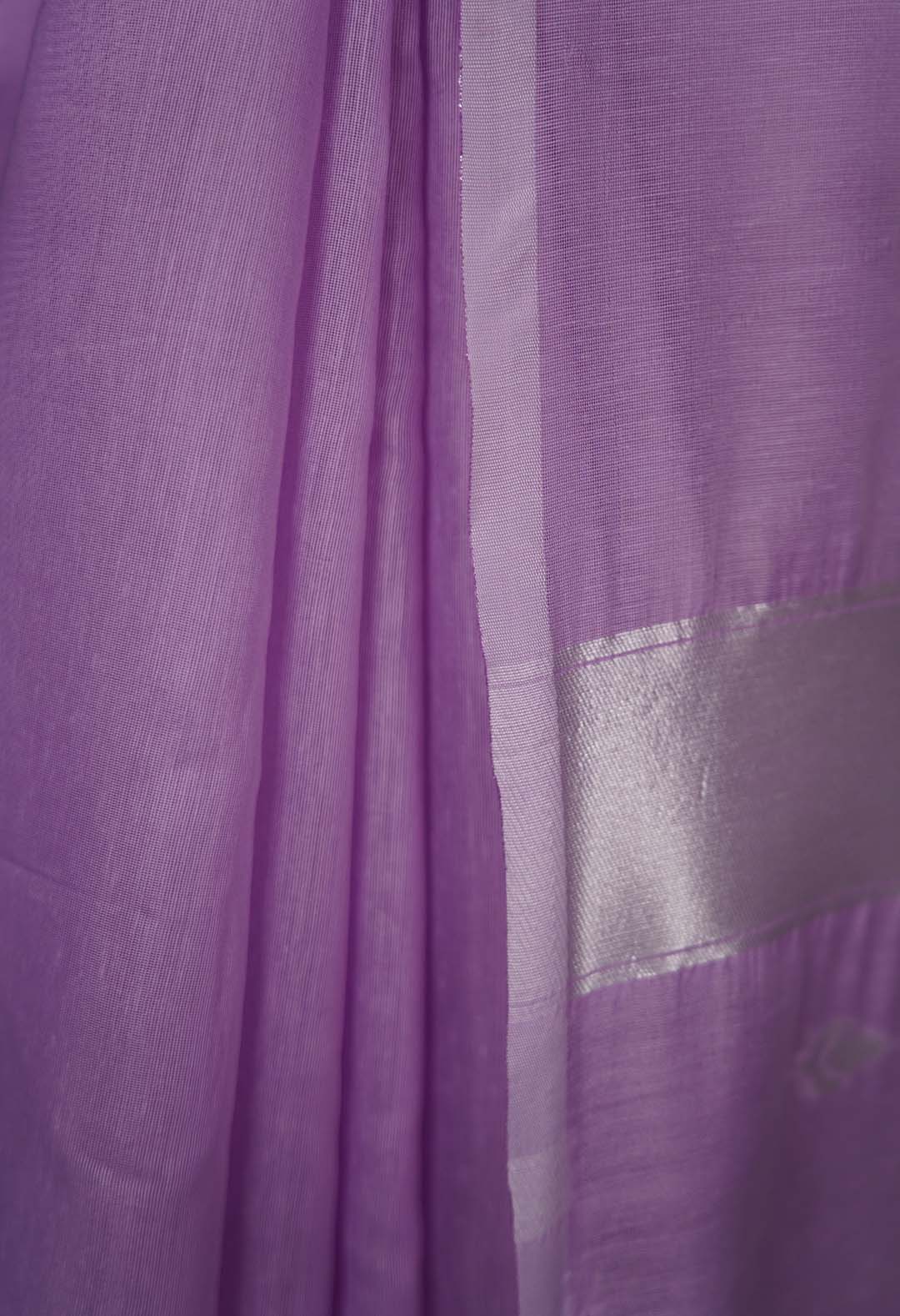 Beautiful Lavender Cotton With Zari woven wrap in 1 minute Saree - Image 8