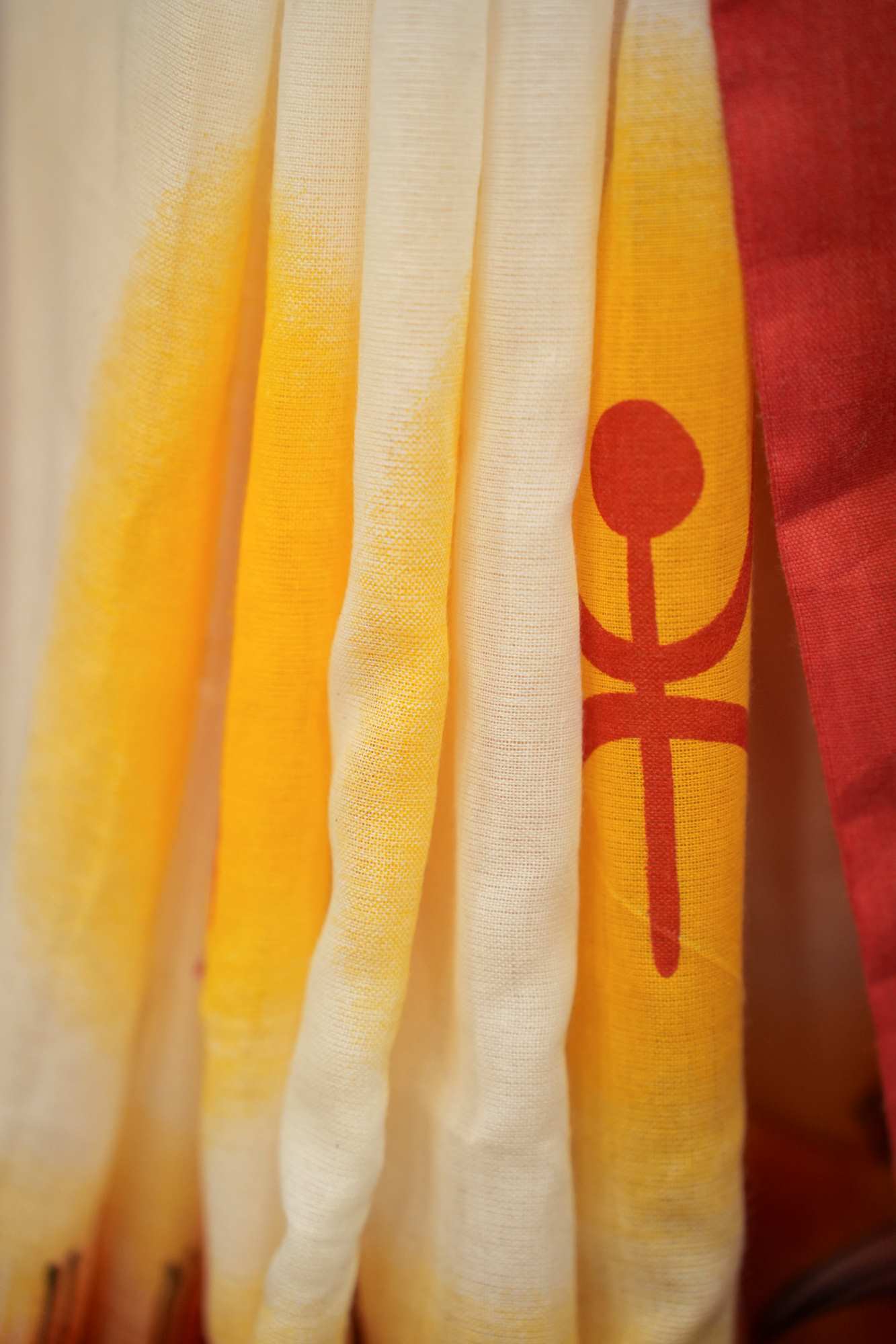 Bengali Pure Cotton With red border &  printed pallu durga maa Wrap In 1 Minute Saree - Image 7