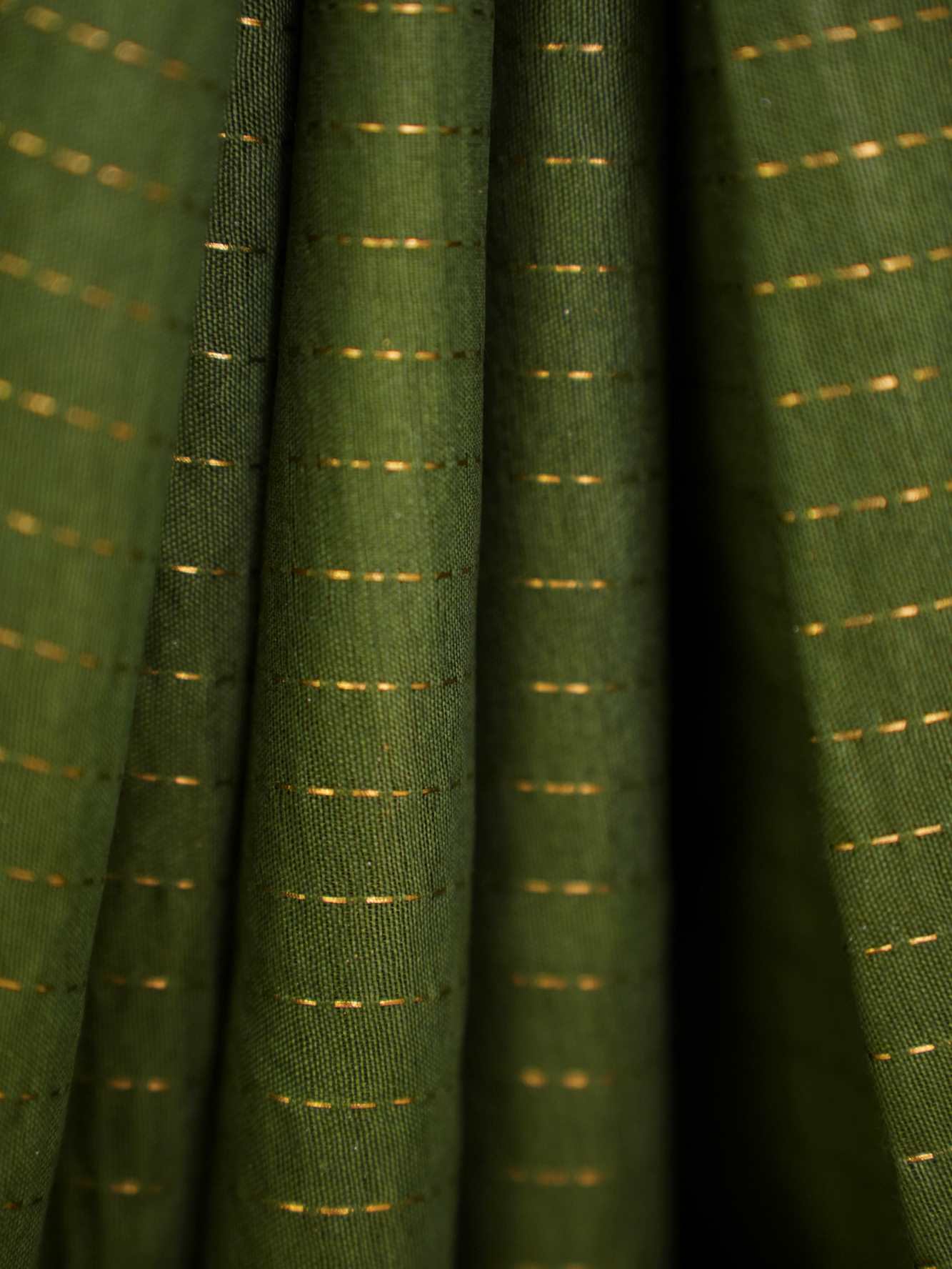 Bhagalpuri Cotton Silk with Gold & Resham Thread Woven All Over & Temple Bordered Ready To Wear Saree - Image 6