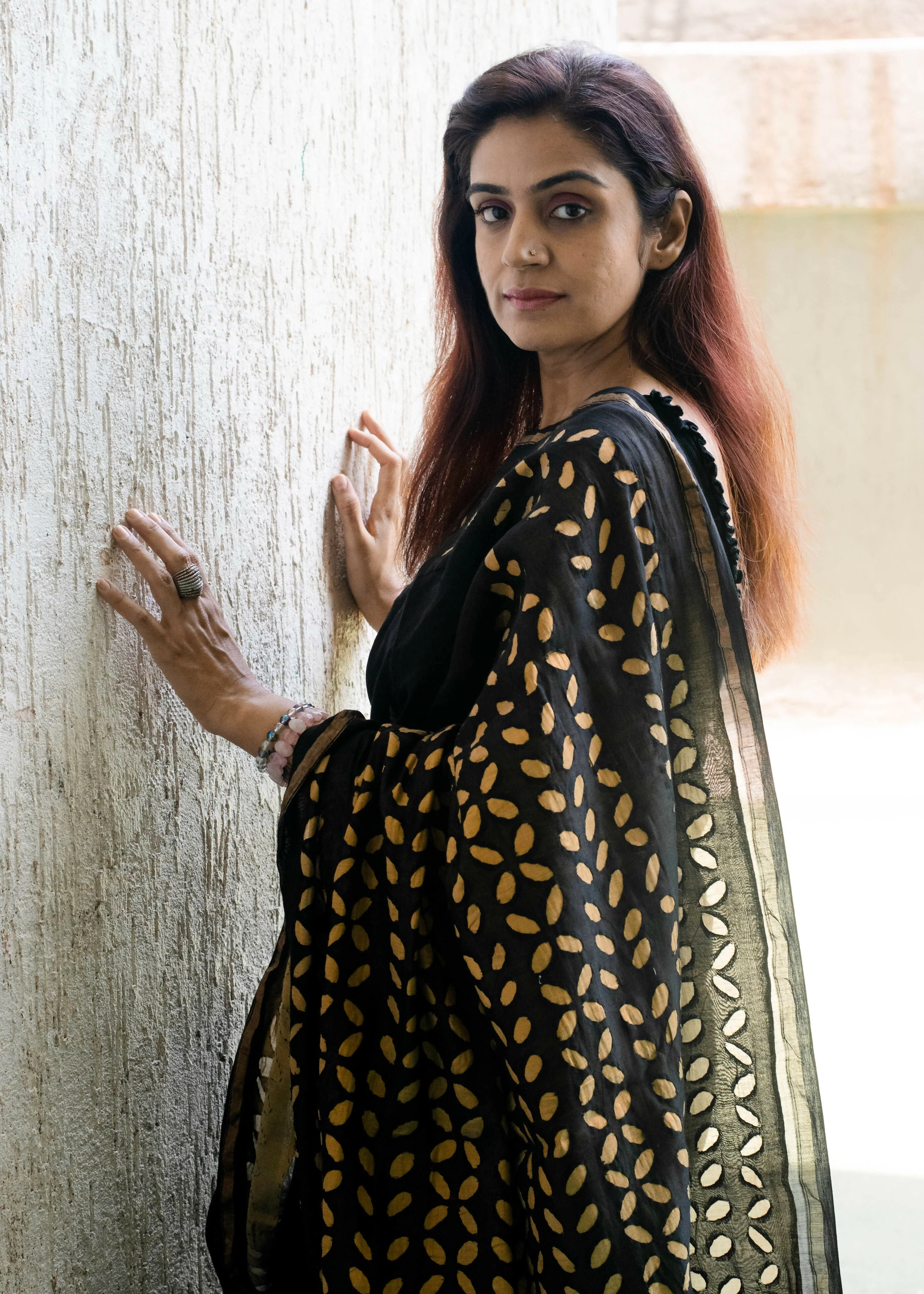 Nightfall Applique Work Chanderi Saree | Shobitam - Image 6