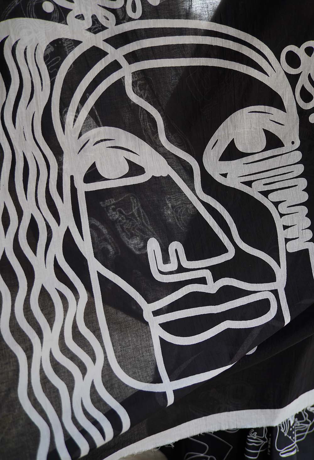 Black Handblock Tribal Art Jaipuri  pure Cotton Mul Mul Wrap in 1 minute saree - Image 8