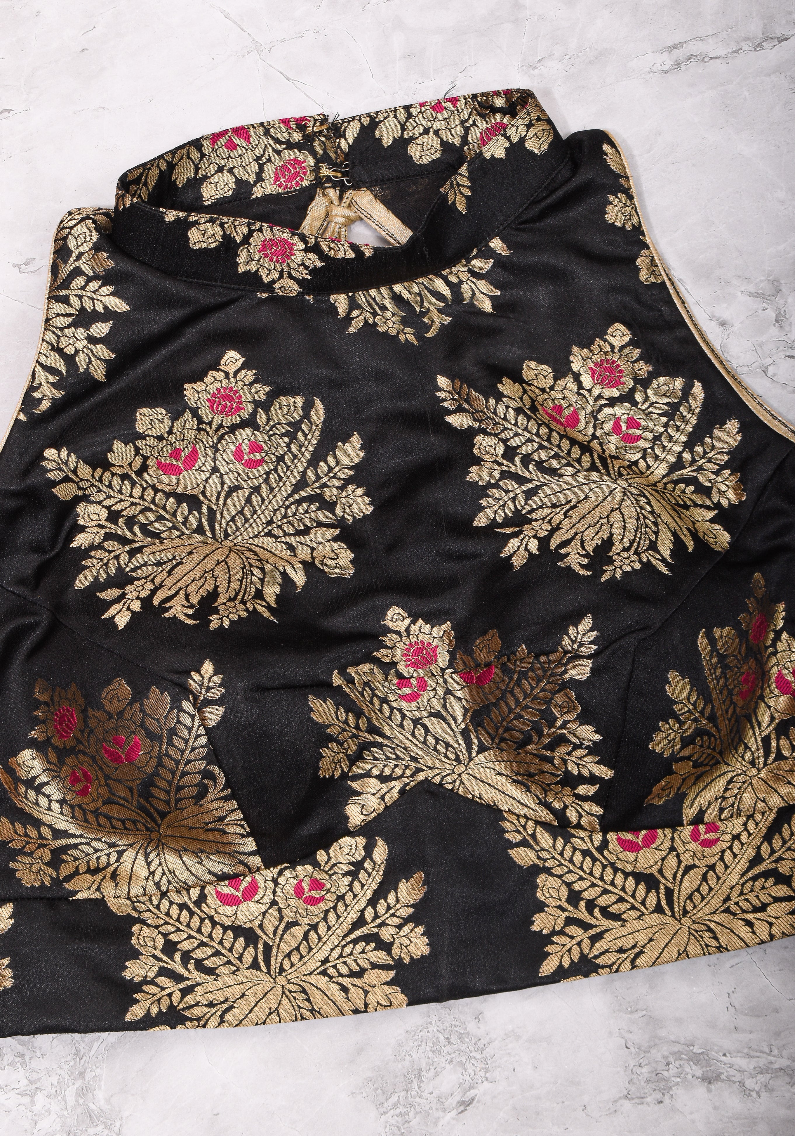Black Meenakari halter Neck mix and match blouse for saree - Image 4
