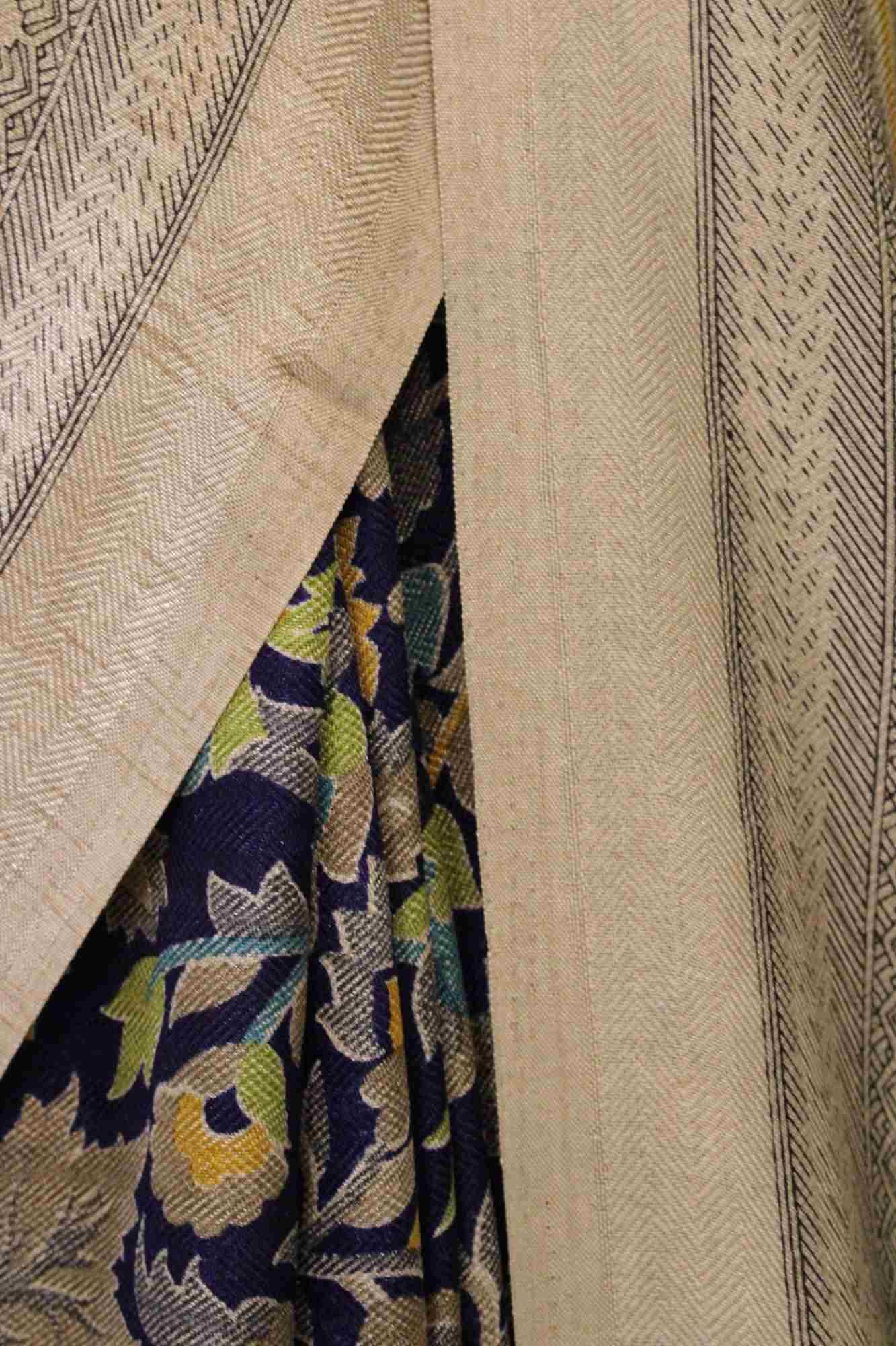 Blue-Beige Pashmina Soft on Skin Wrap in 1 minute saree - Image 5