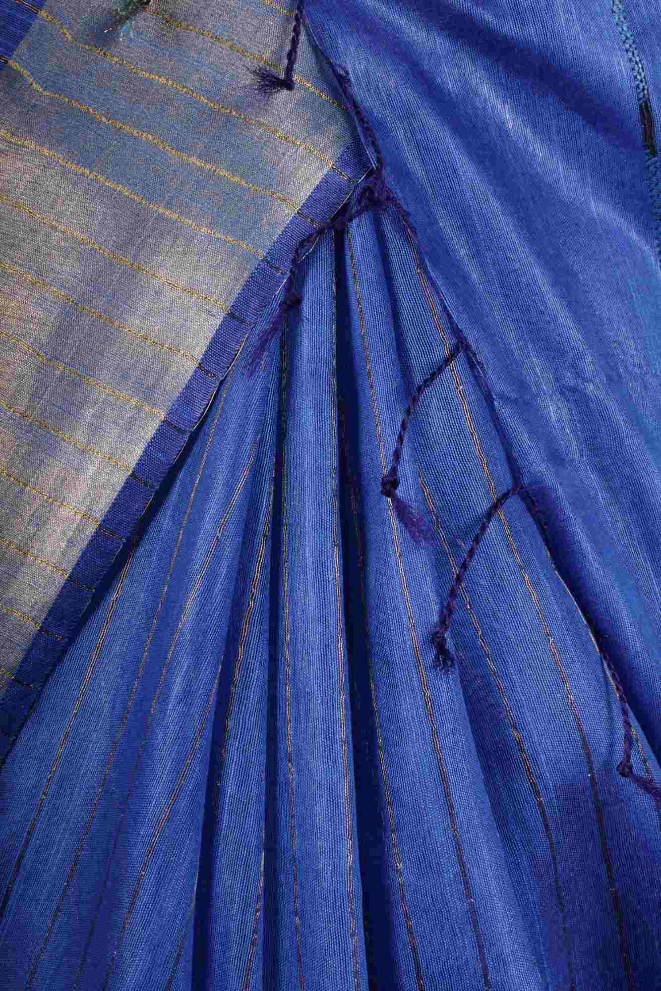 Blue bhagalpuri cotton silk with sequins all over pallu Wrap in 1 minute saree - Image 10