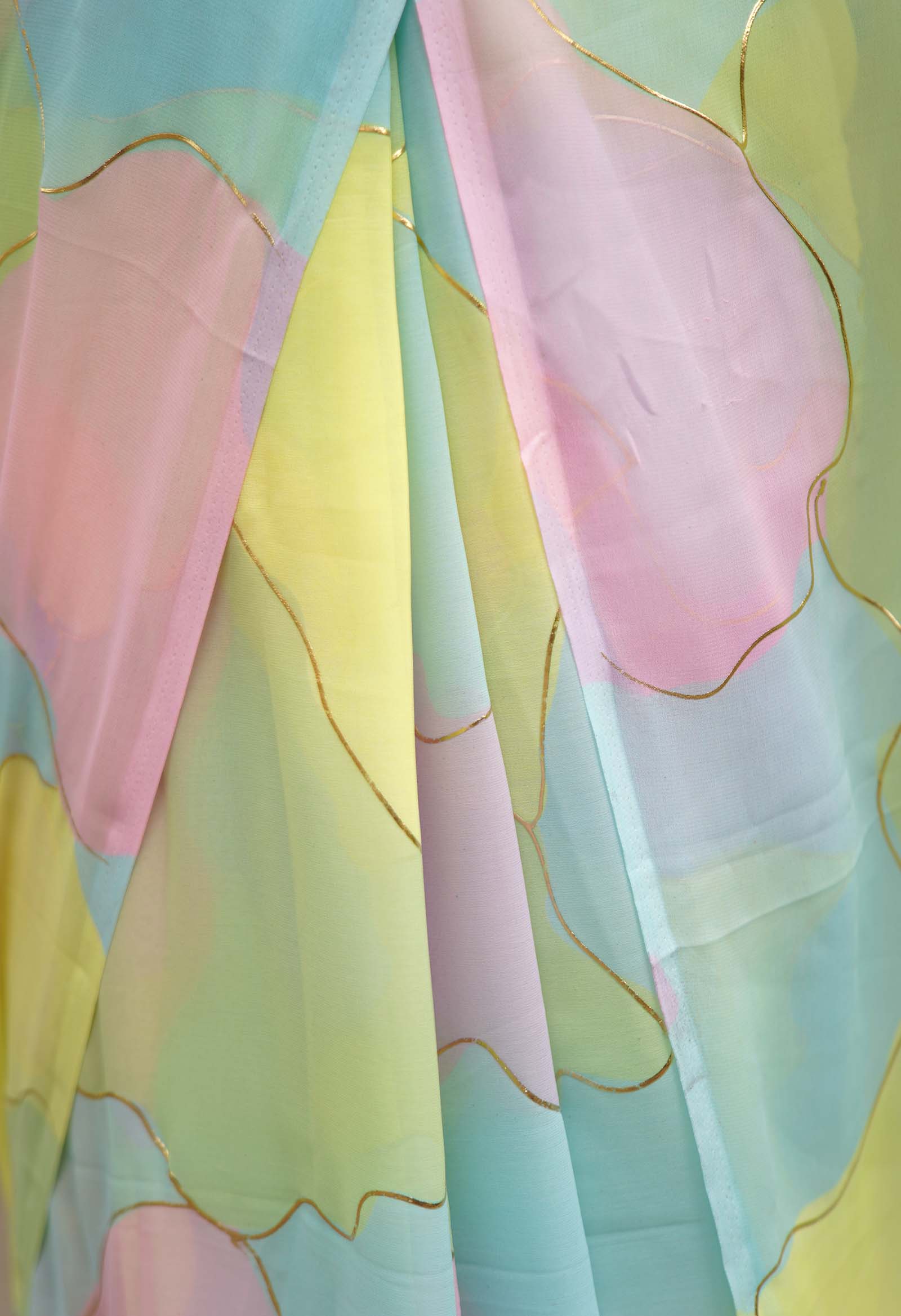 Bollywood inspired summery georgette Wrap In One Minute saree - Image 7