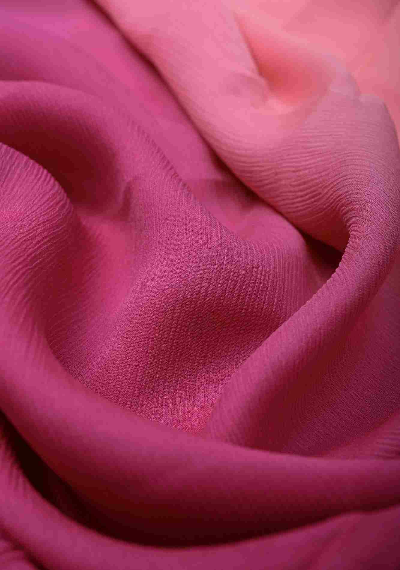 Bollywood style ombre pure chiffon Saree in Coral and Blush Pink, No Blouse Piece READY To  Wear Saree - Image 4