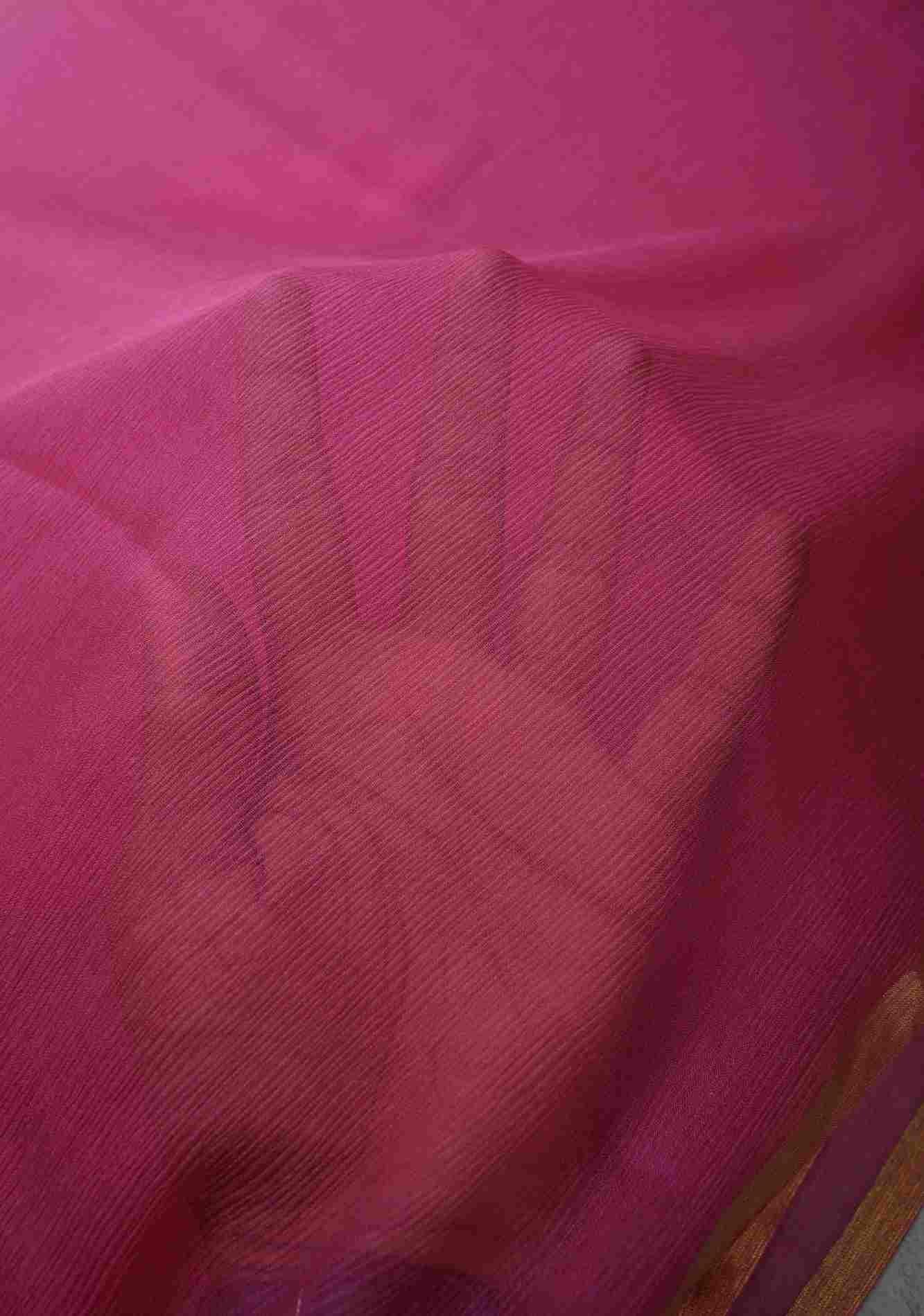 Bollywood style ombre pure chiffon Saree in Coral and Blush Pink, No Blouse Piece READY To  Wear Saree - Image 6