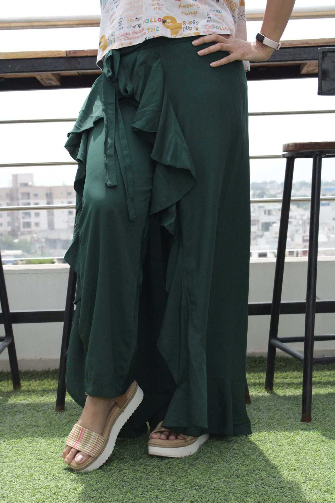 Classy & comfy Green apple silk pant skirt - Image 3