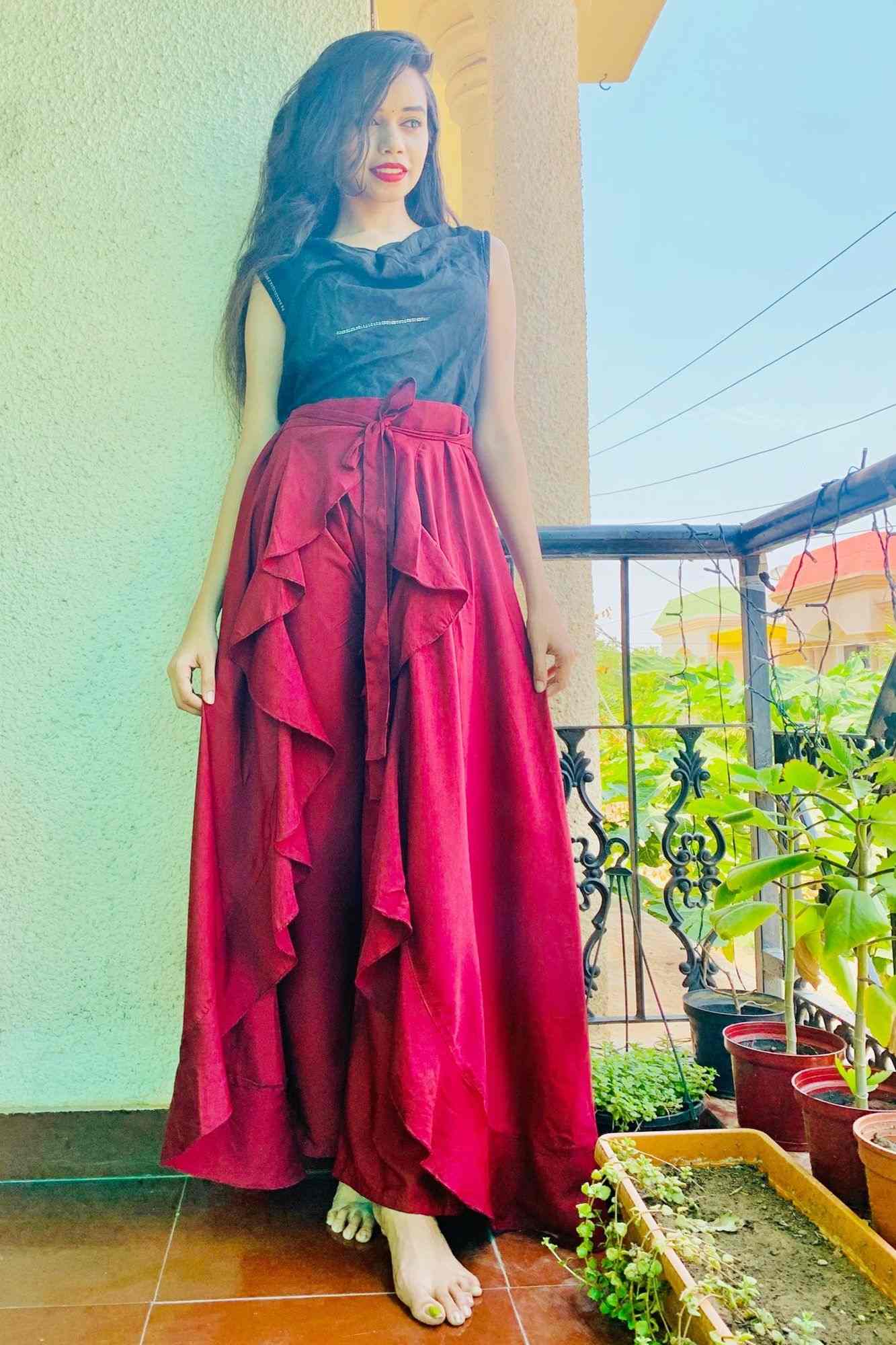 Classy & comfy rayon satin pant skirt - Image 3