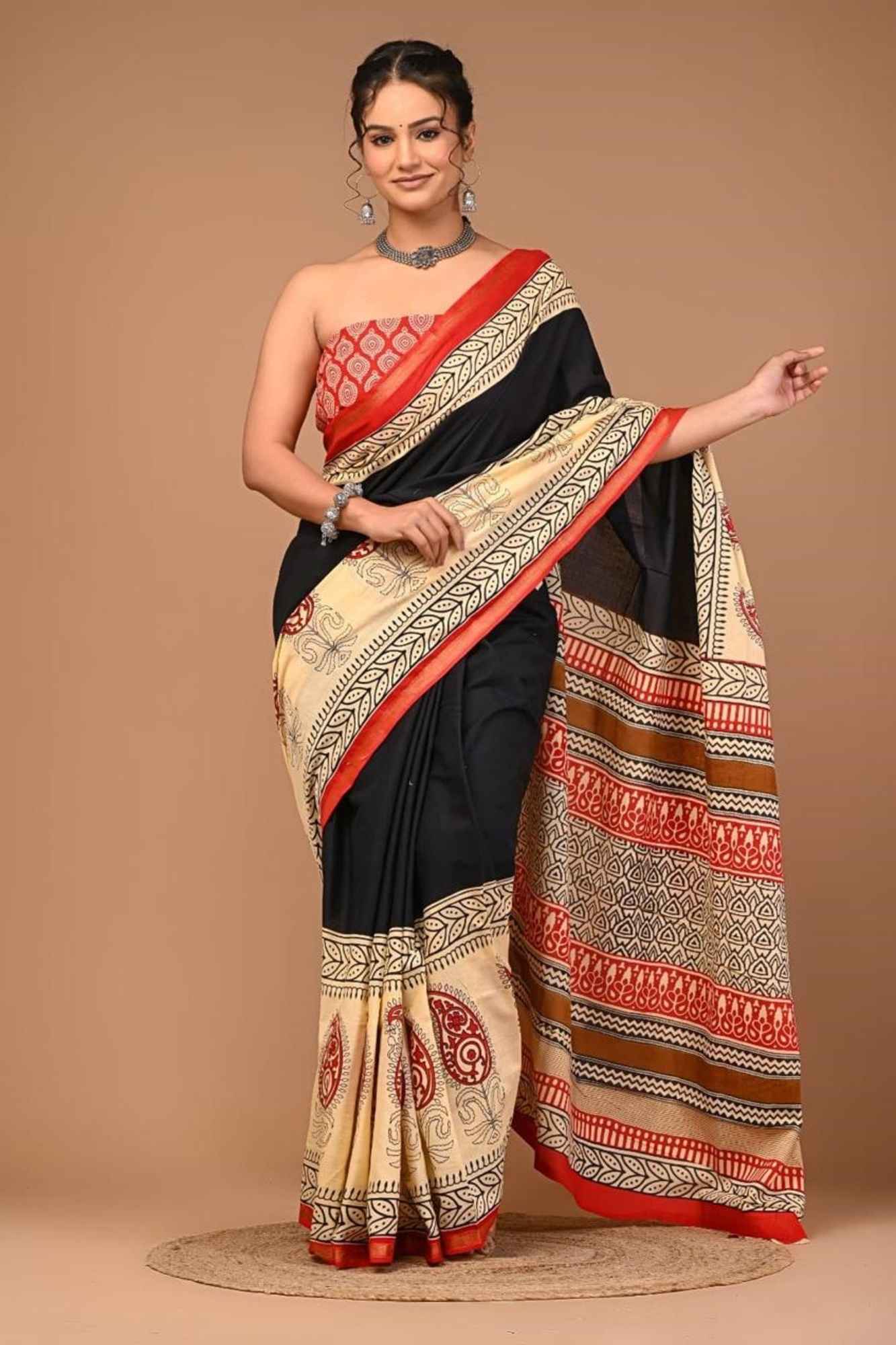 Cotton Jaipuri Ready To Wear Saree - Image 11