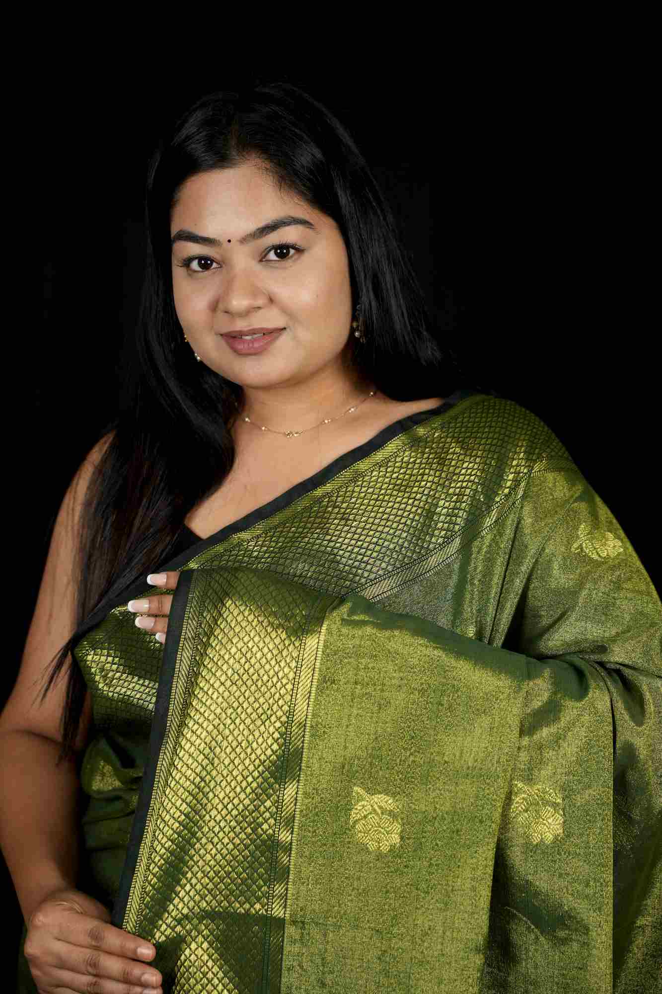 Cotton with Checked Weave & Border Ready To Wear Saree - Image 7