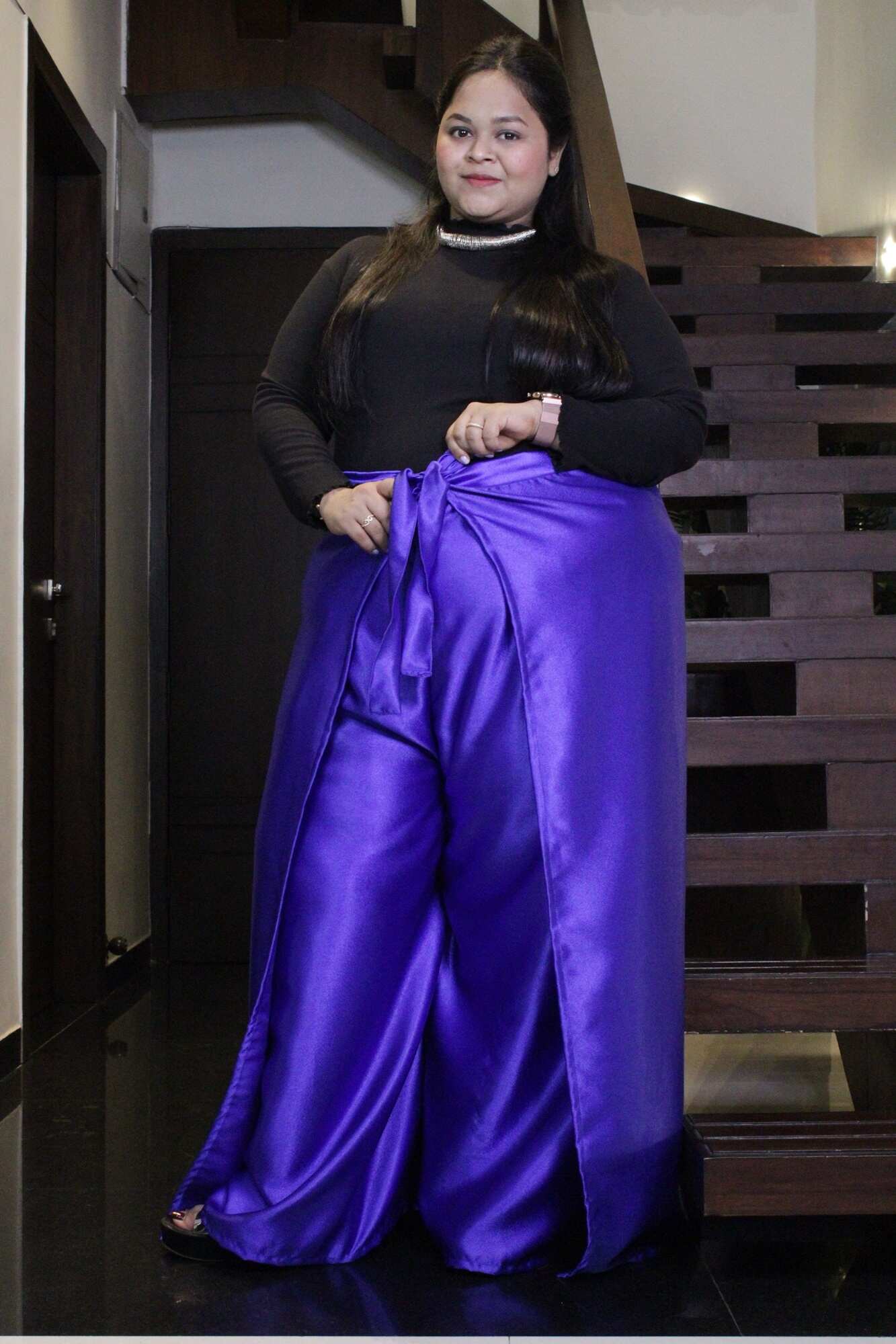 Dark Blue Comfortable and Classy Wraparound Skirt Divider - Image 4