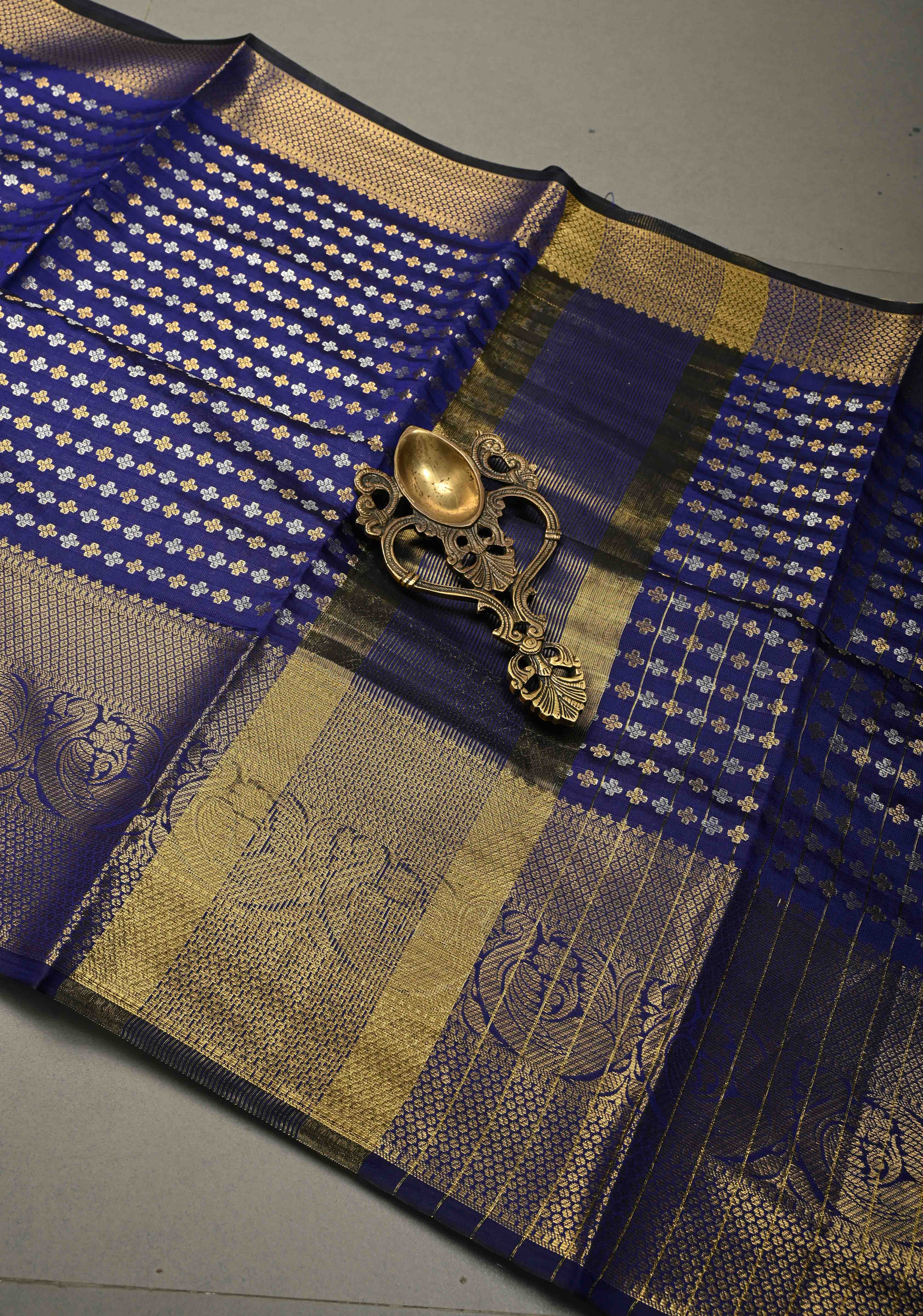 Deep Purple  Semi Silk Saree with Sona Rupa Zari Buttis Brocade and Zari Border - Image 2