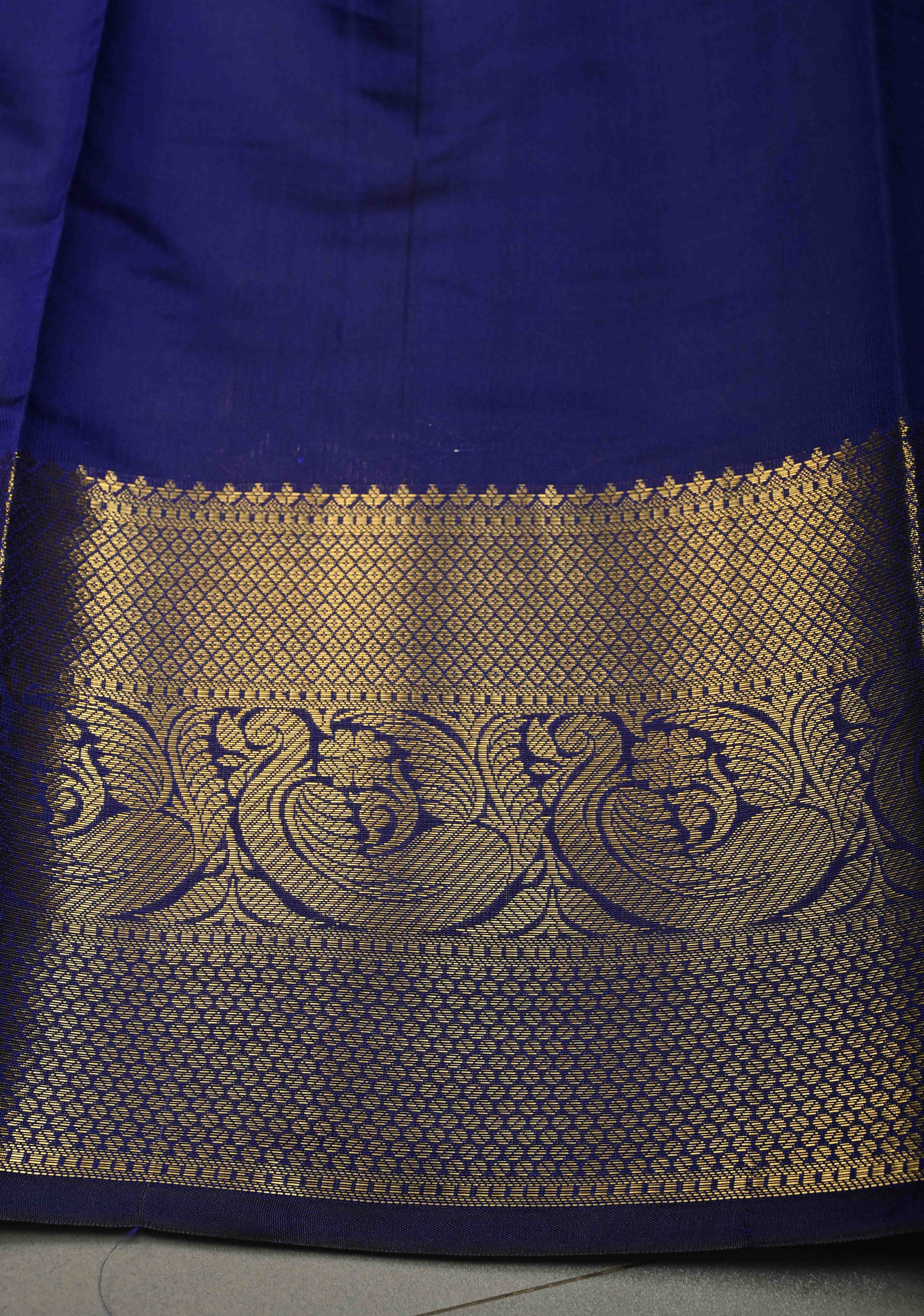 Deep Purple  Semi Silk Saree with Sona Rupa Zari Buttis Brocade and Zari Border - Image 6