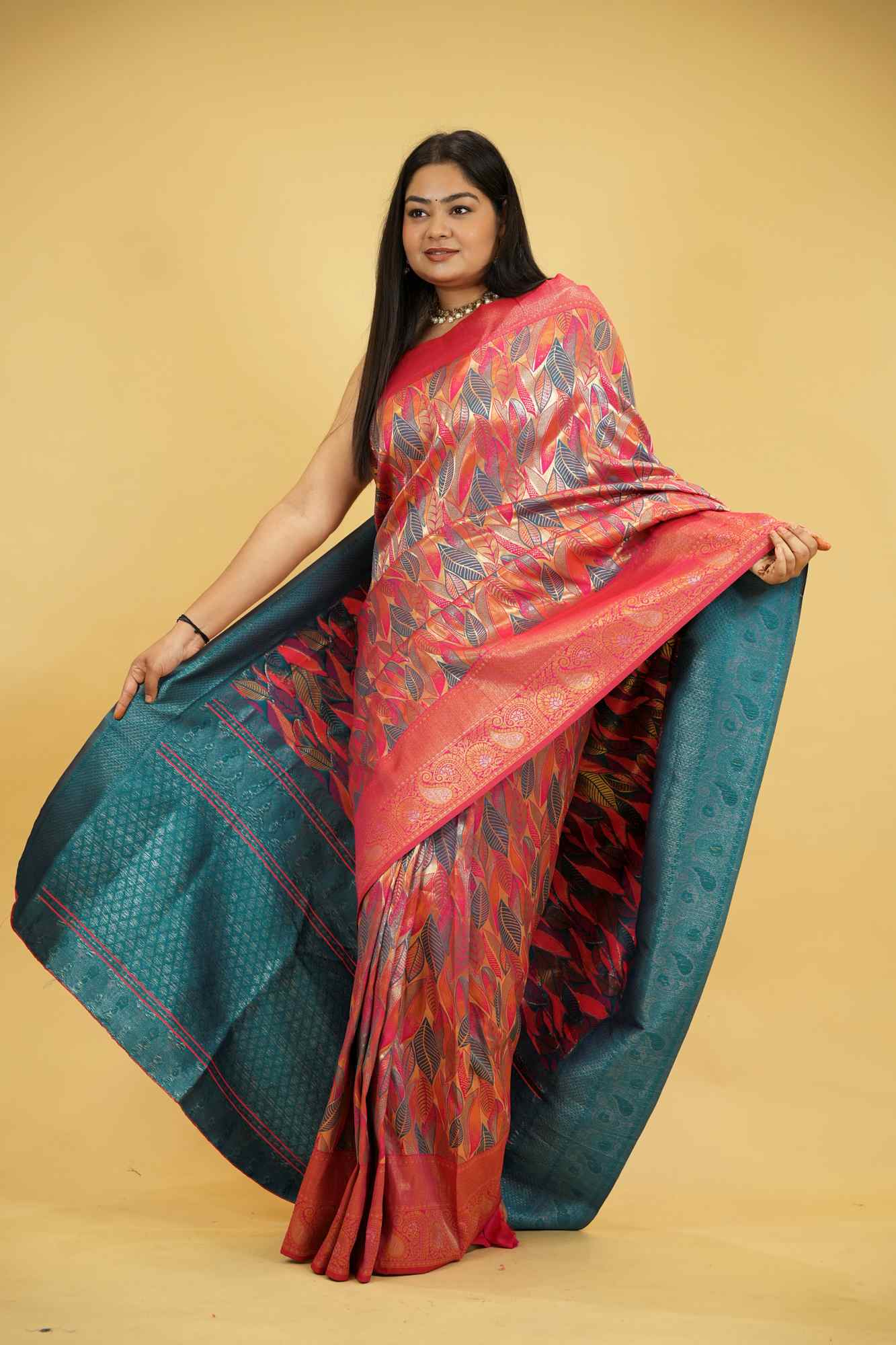 Dhoop Chaav Pink  Toned  Soft Silk Kanjivaram With zari woven  Wrap in 1 minute saree - Image 13