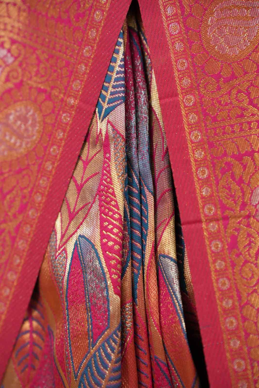 Dhoop Chaav Pink  Toned  Soft Silk Kanjivaram With zari woven  Wrap in 1 minute saree - Image 7