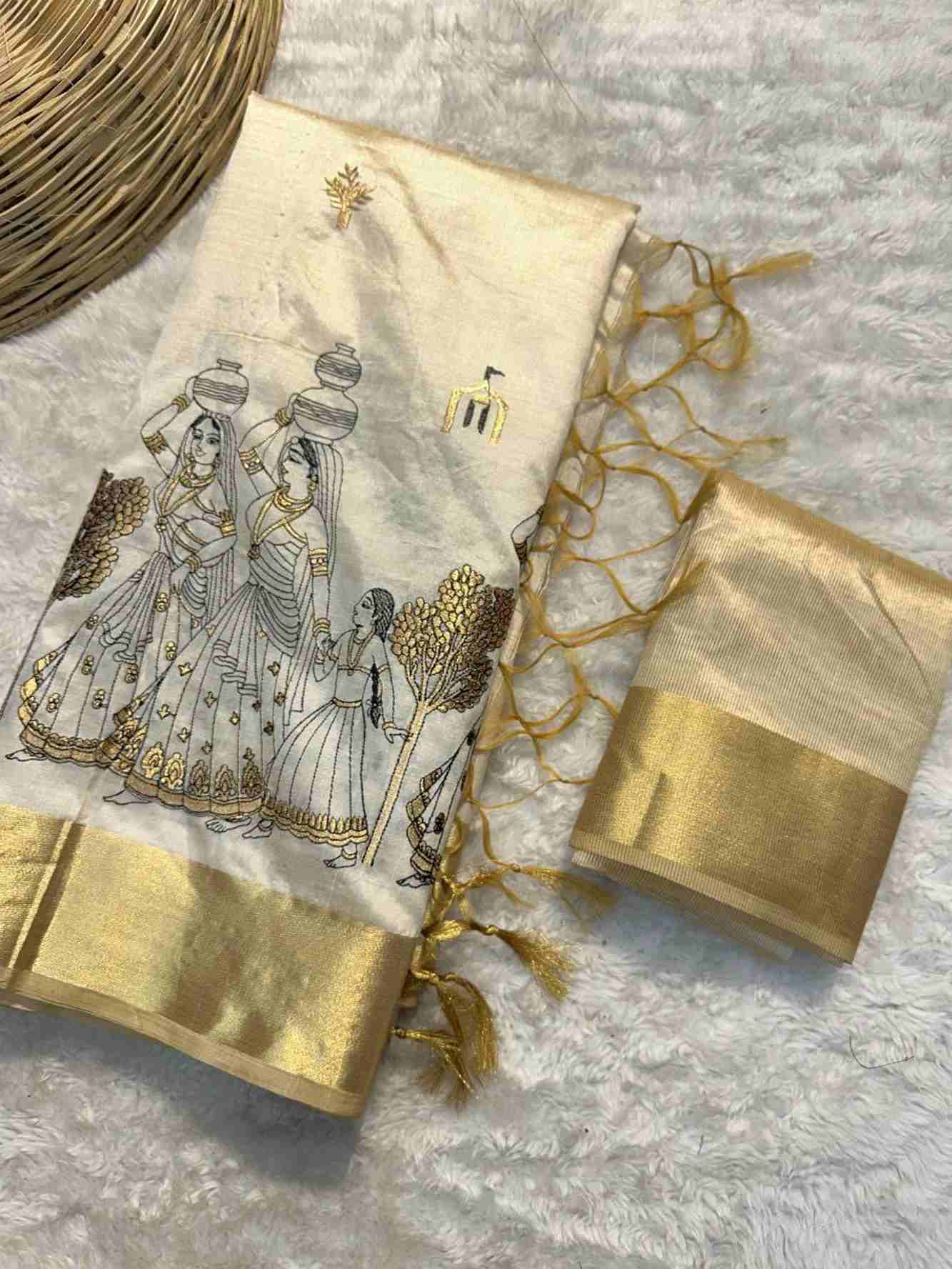 Exquisite Kalamkari Embroidered ready to wear saree - Image 7