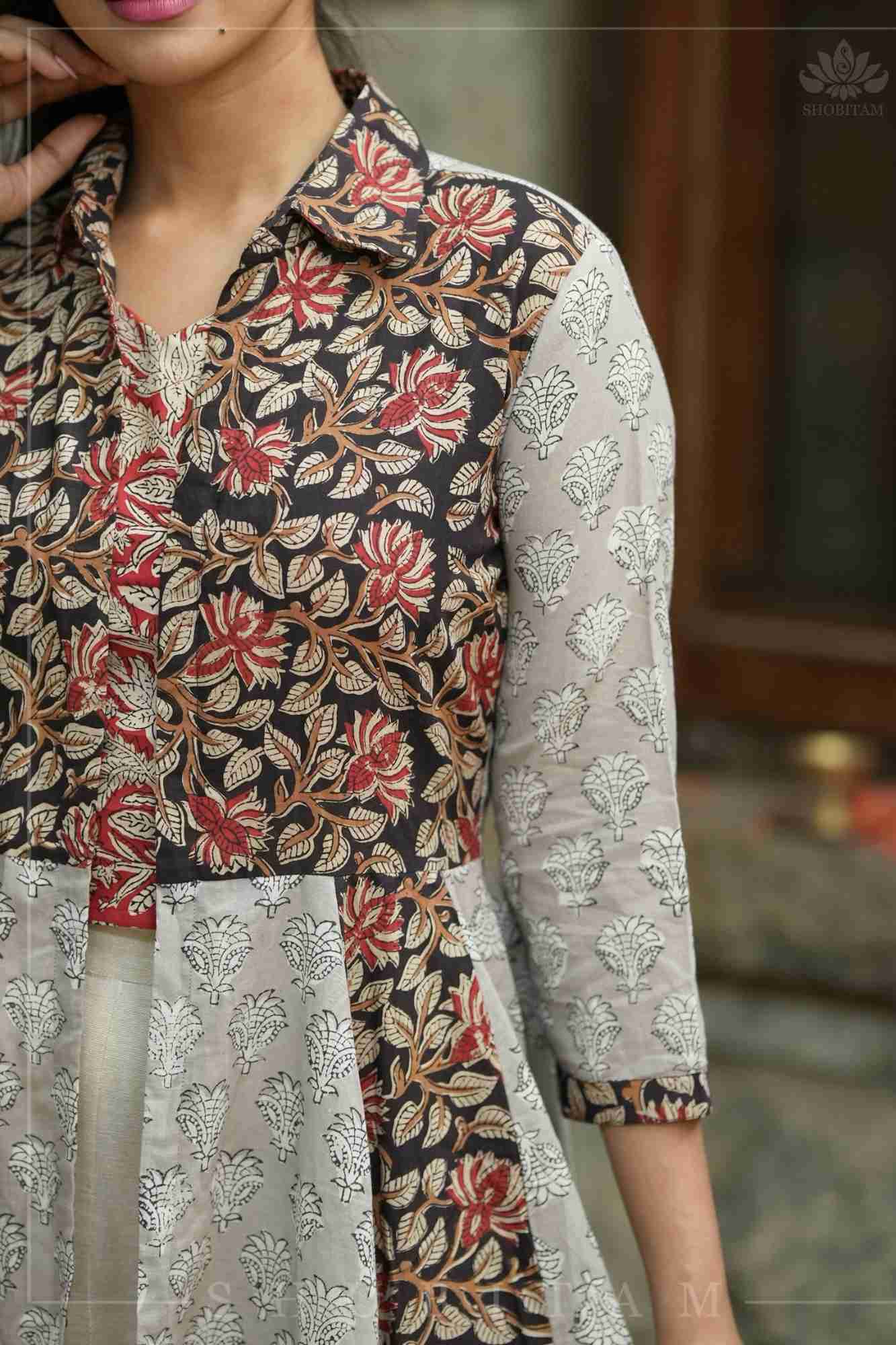 Floral Patchwork Flared Jacket in Pure Cambric Cotton | Made To Order - Image 6