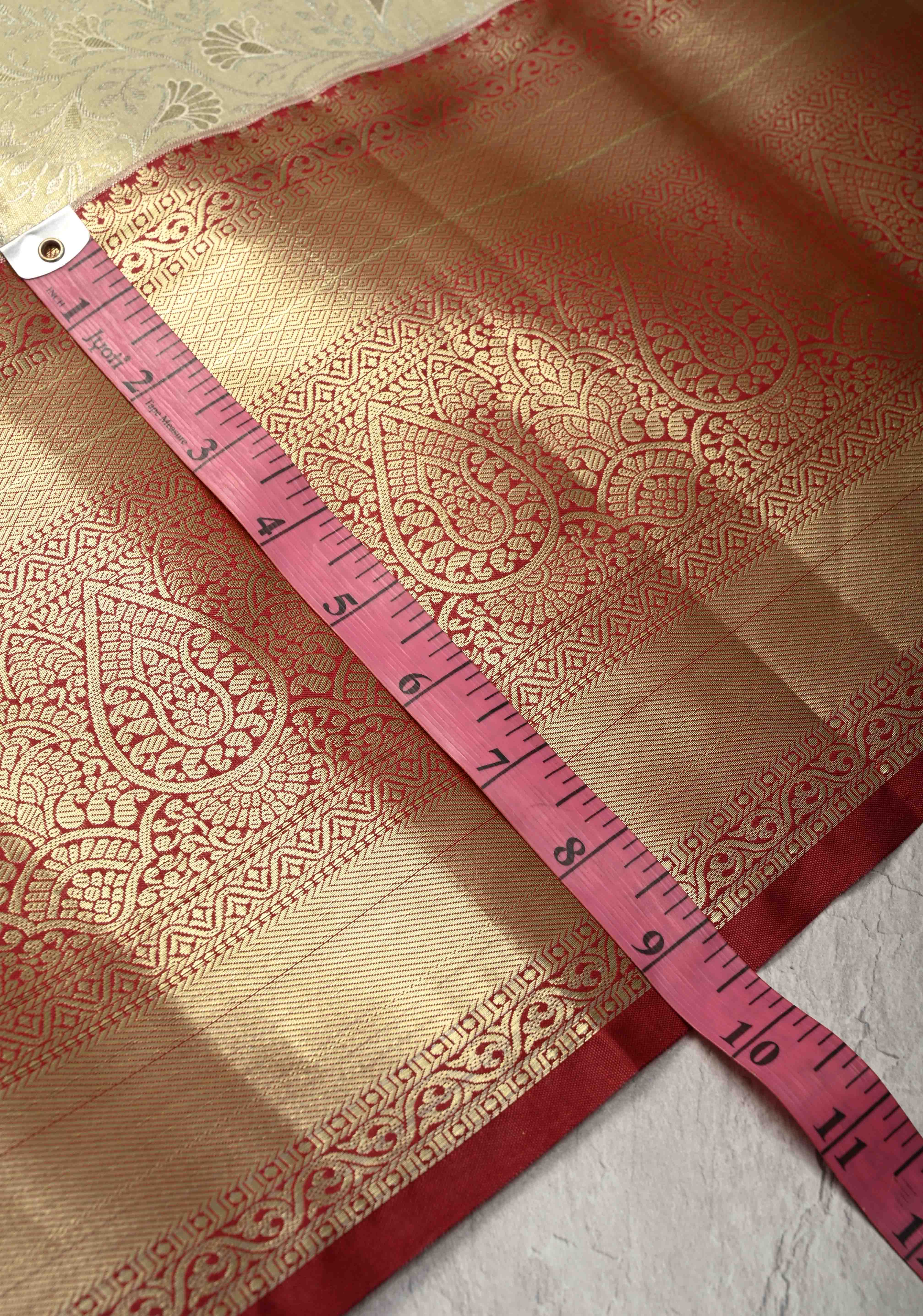 Lime Mist Kanjivaram Tissue Semi Silk Saree with Floral Brocade and Zari Border | Shobitam - Image 8
