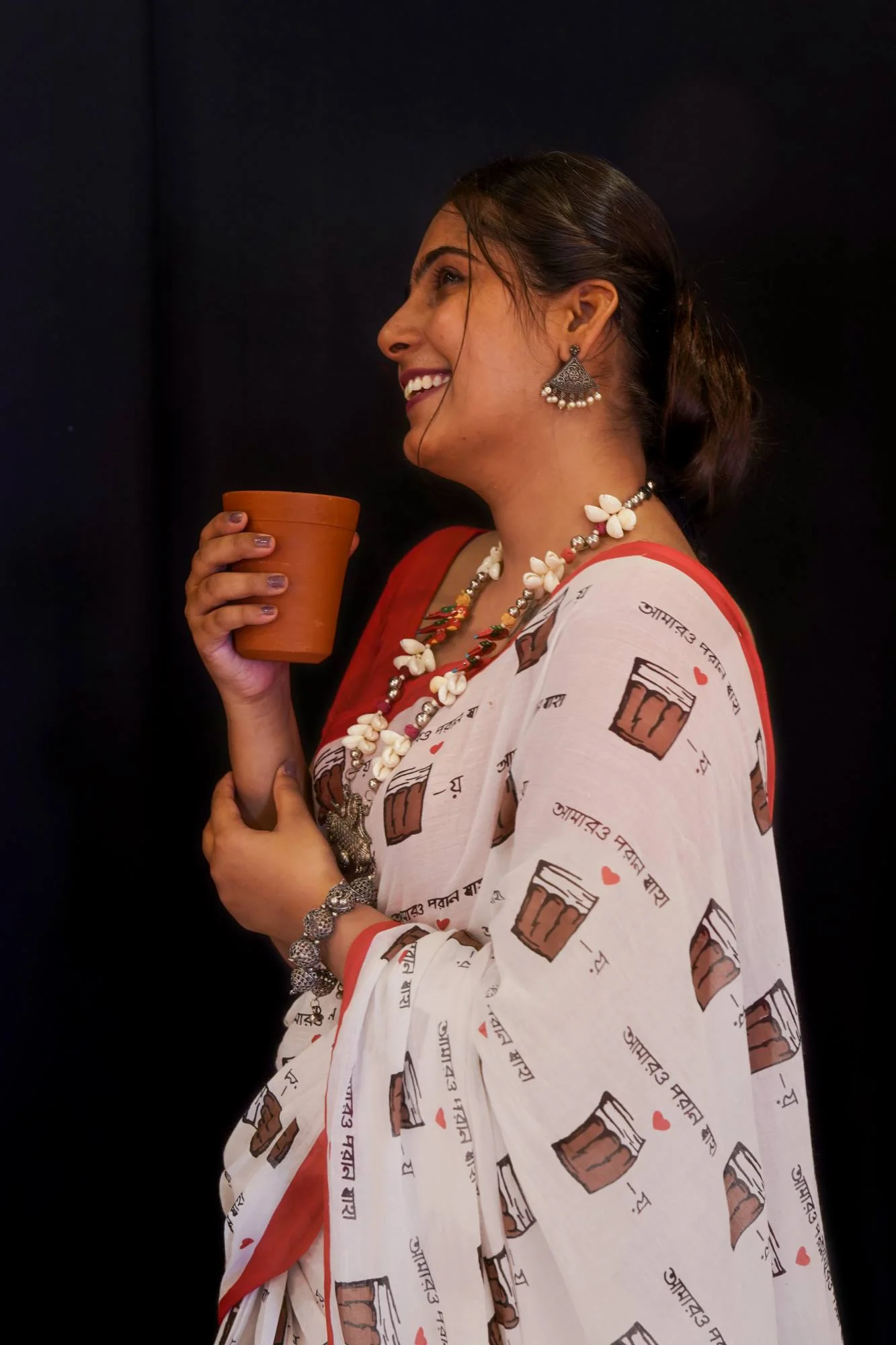 Garam chai ki pyali wali mul mul cotton wrap in 1 minute saree - Image 8