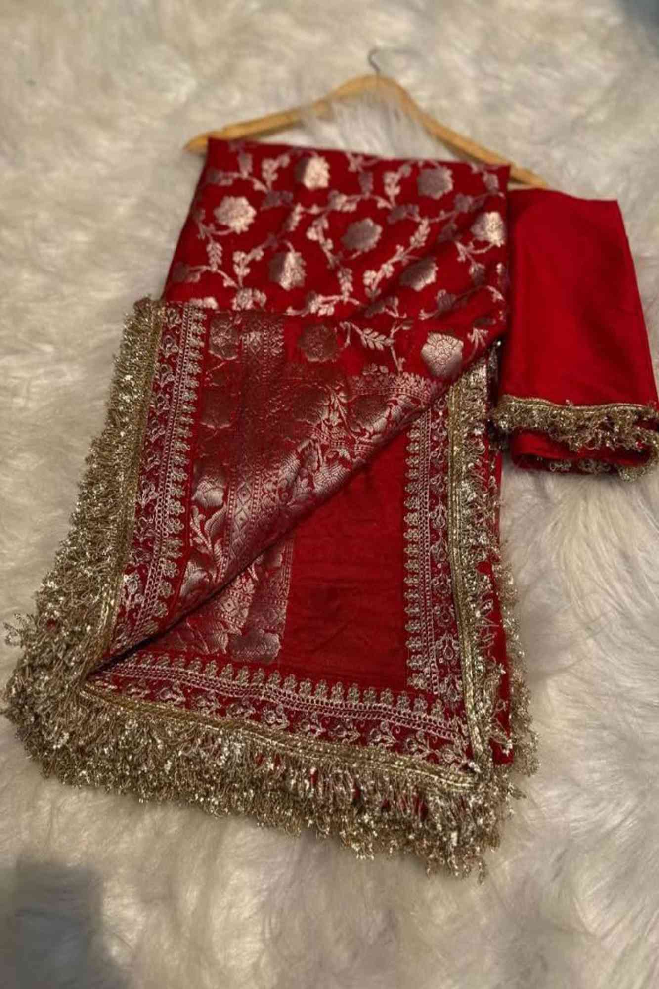 Banarasi georgette silk with Intricate Gold Zari Work Ready To Wear Saree - Image 11