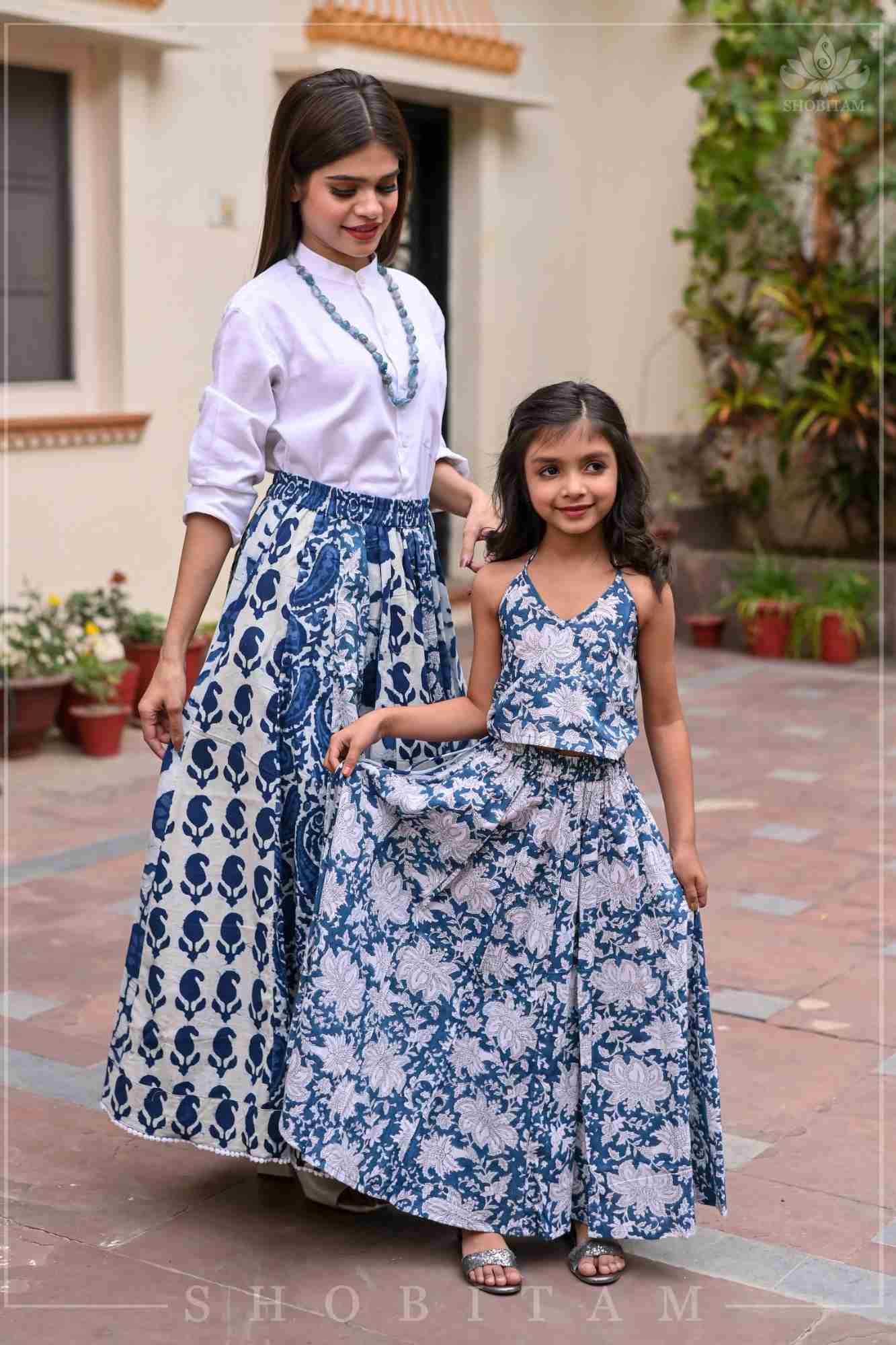 Girl Kid Indigo Halter Top and Long Skirt | Made To Order - Image 3