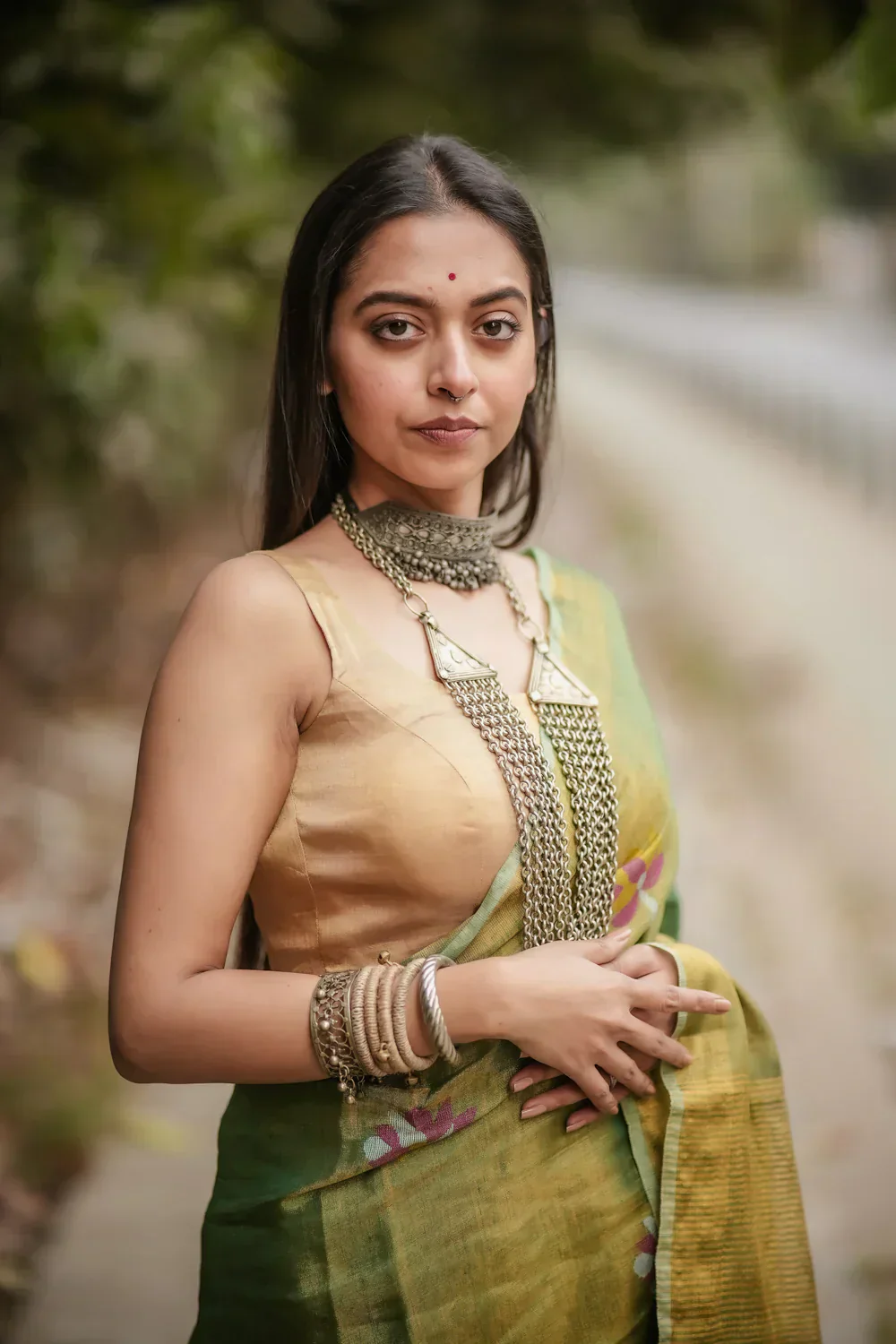 Gold Tissue Blouse | Shobitam - Image 3