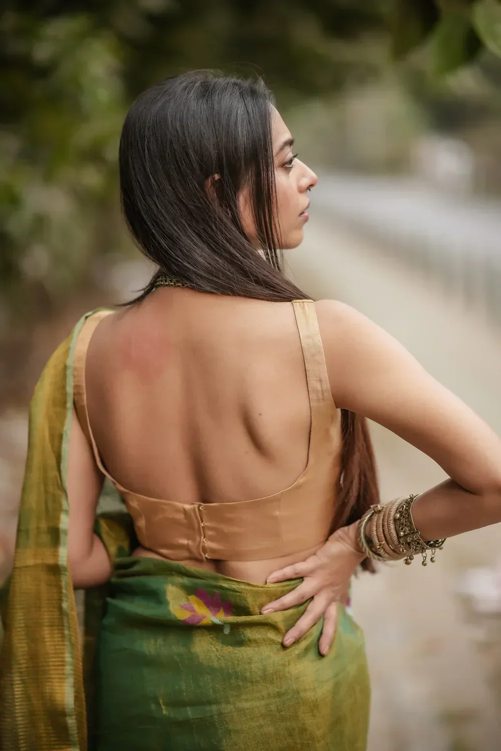 Gold Tissue Blouse | Shobitam - Image 4