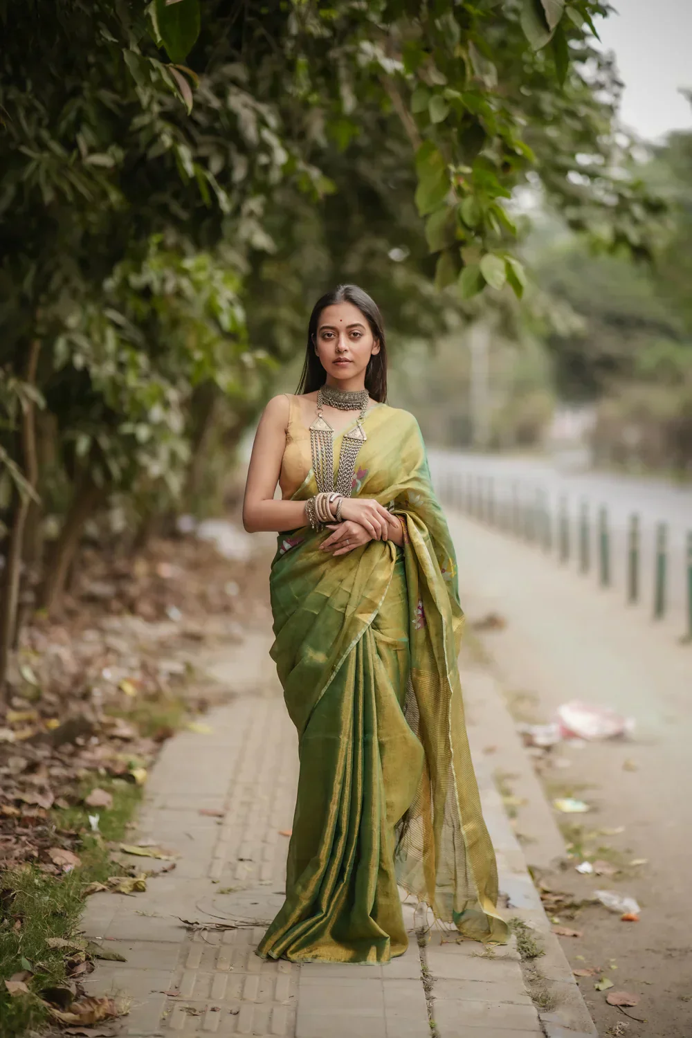 Gold Tissue Blouse | Shobitam - Image 5