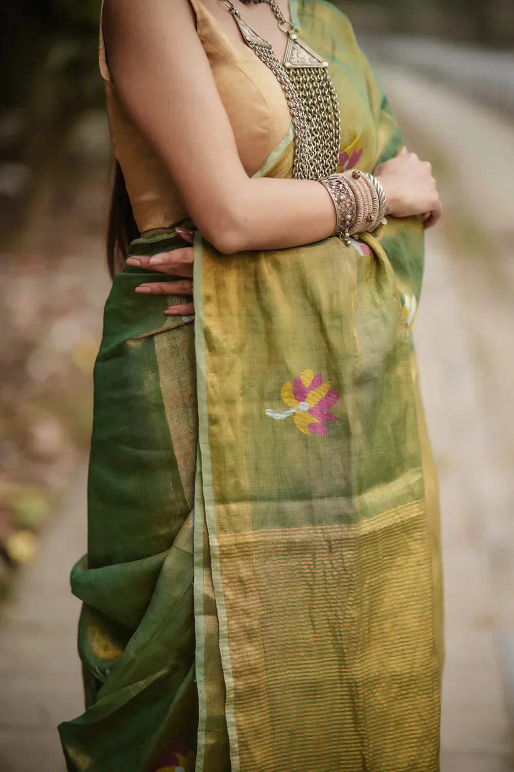 Gold Tissue Blouse | Shobitam - Image 6