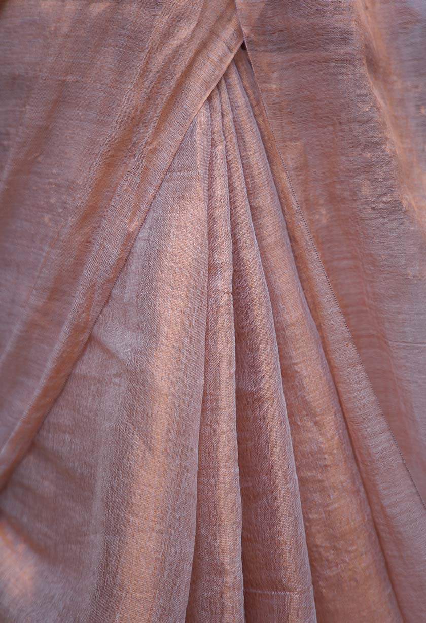 Golden Dhoop Chaav Metallic Tissue  With Tassels on Pallu Wrap In One Minute saree - Image 7