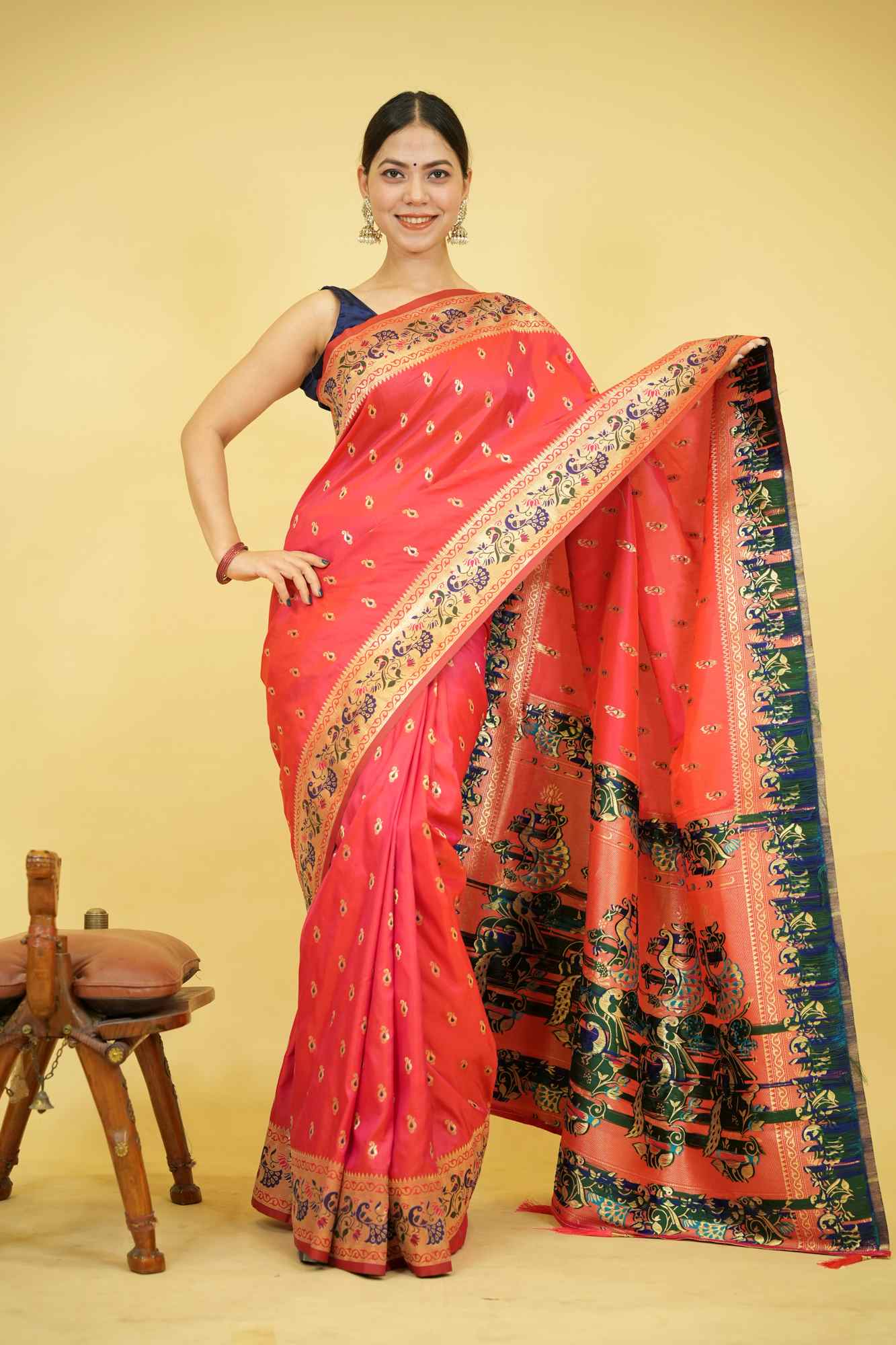 Gorgeous Paithani inspired Ready to Wear Saree - Image 4