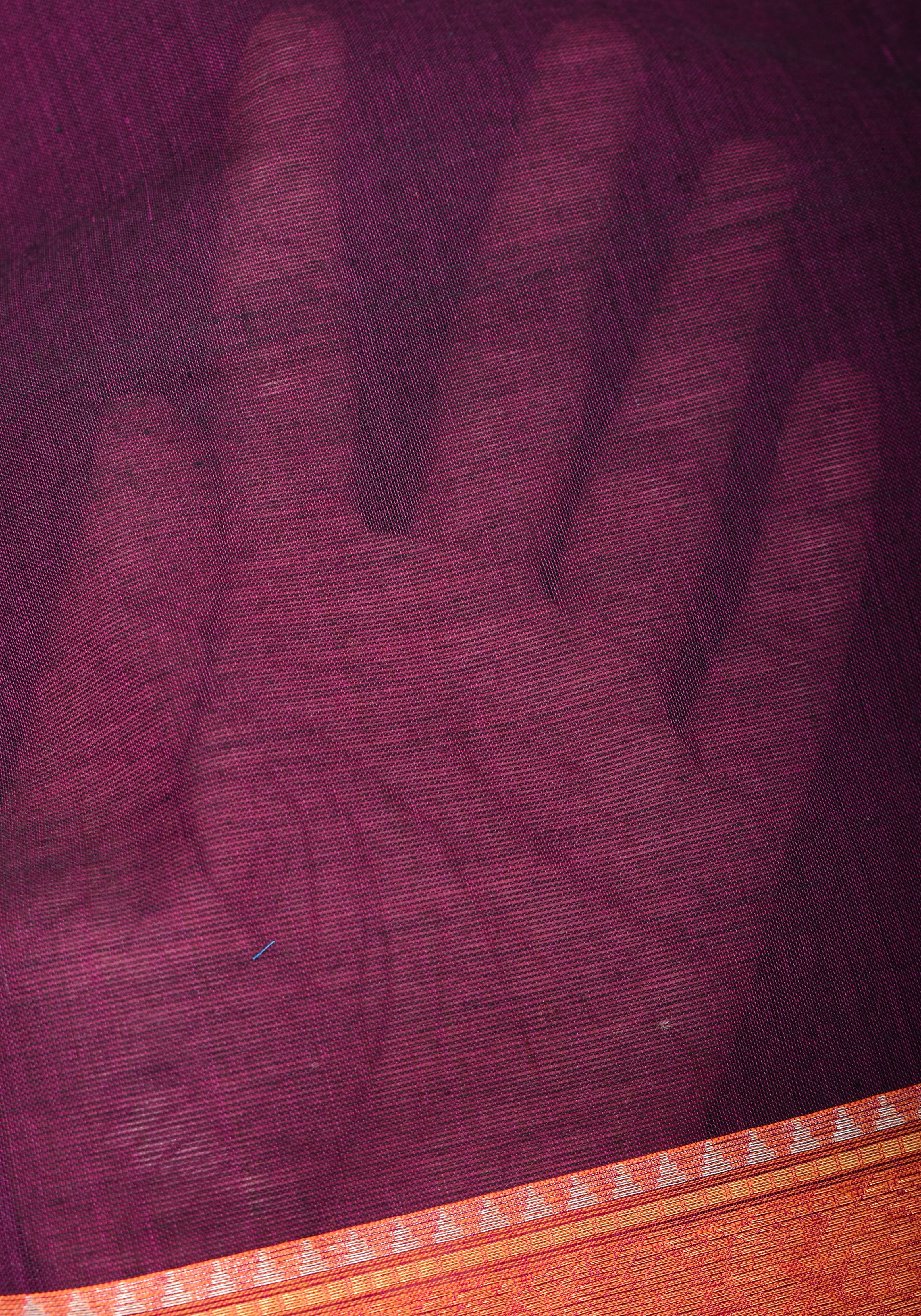 Eggplant Kanchi Cotton Saree with Ganga Jamuna zari border | Shobitam - Image 2