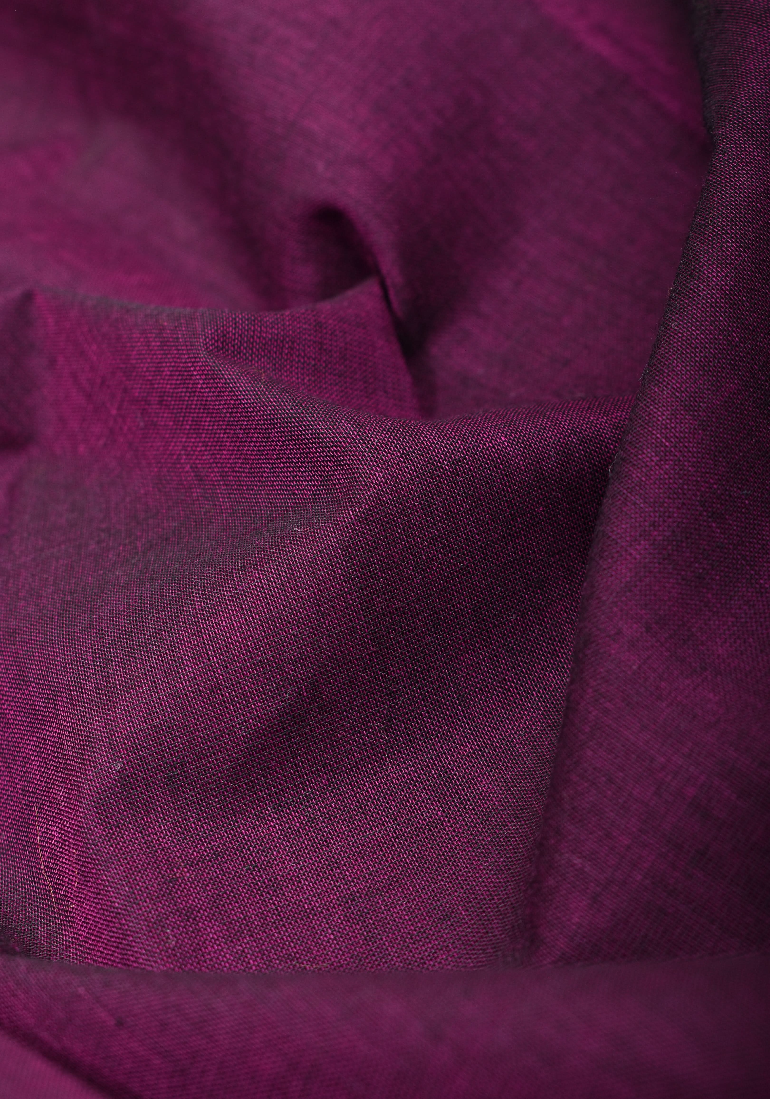 Eggplant Kanchi Cotton Saree with Ganga Jamuna zari border | Shobitam - Image 5