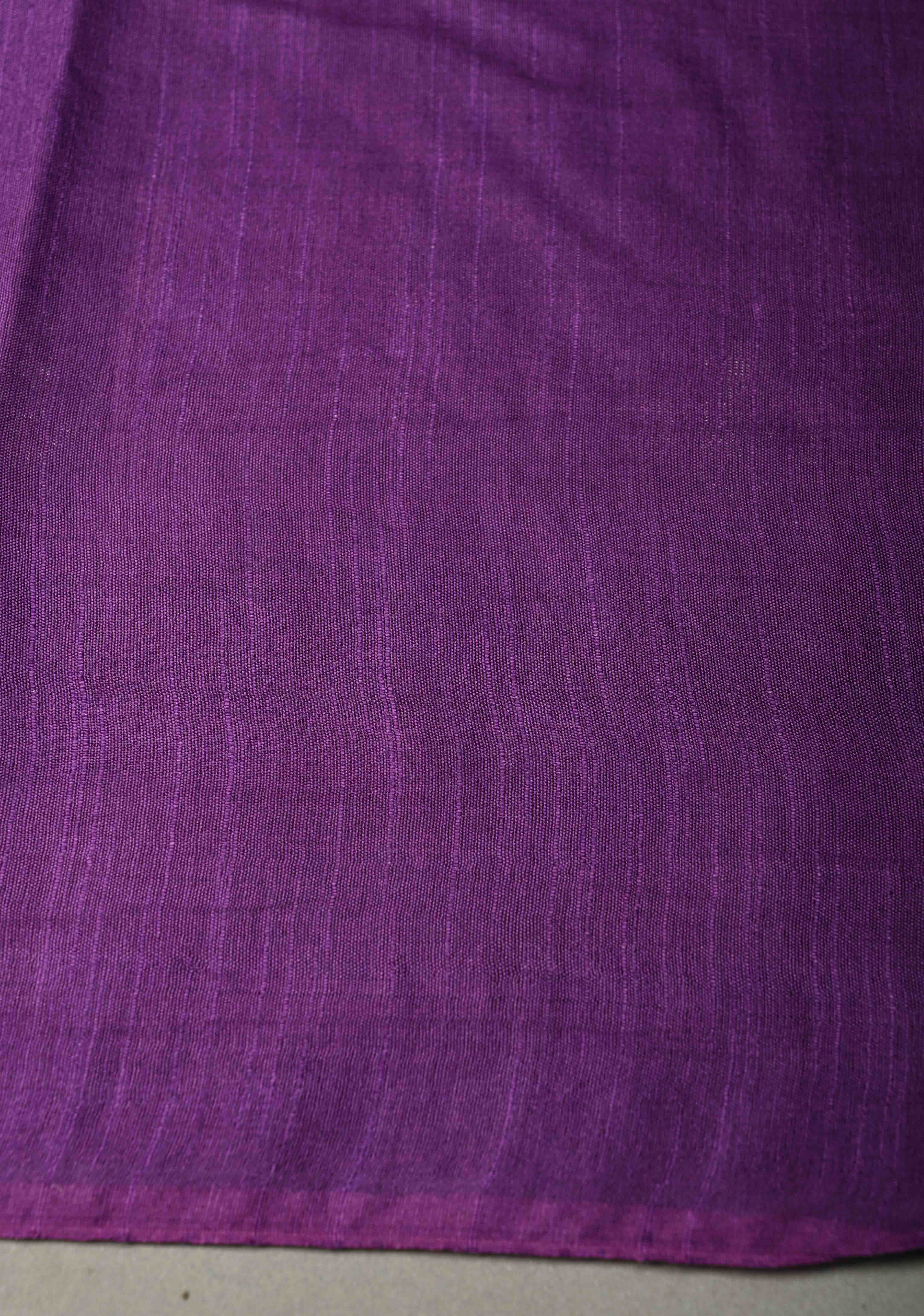 Grape Purple Borderless Semi Tussar Saree with Thread Stripes and Zari Buttas | Shobitam - Image 6
