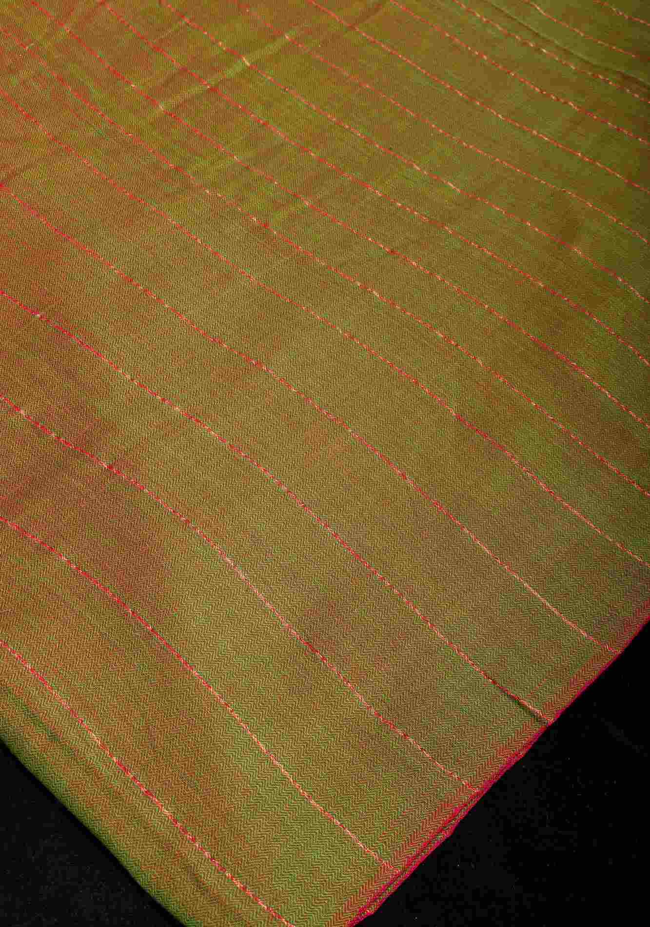 Green and Red Dual tone Handwoven Maheshwari Silk Cotton Saree with Zari Stripes Ready to wear saree - Image 7