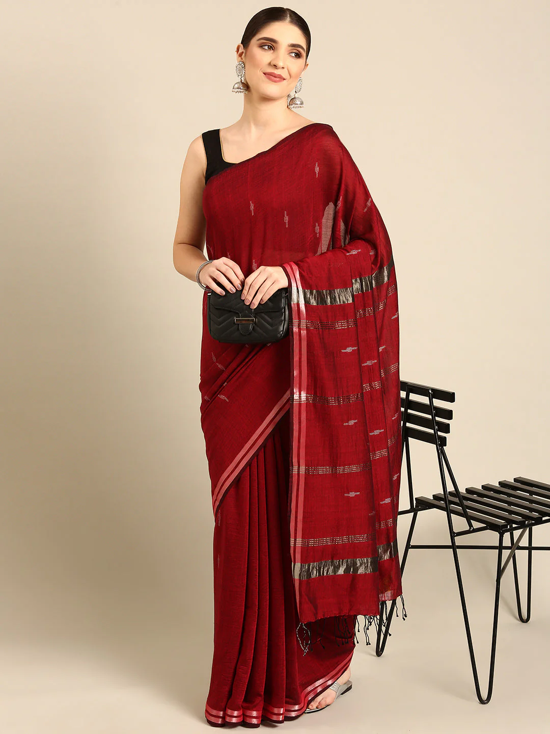 Handloom Jamdani Cotton Saree Without Blouse Piece | Shobitam - Image 2