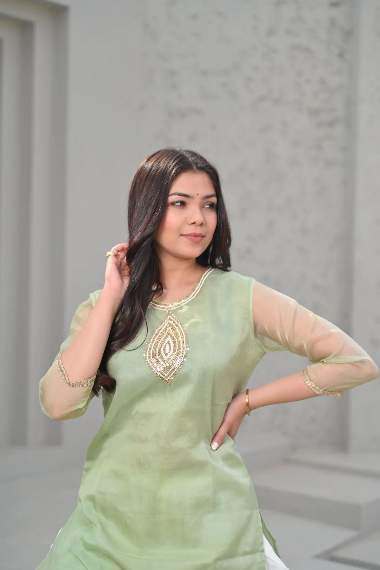 Hansika Organza Short Kurti and Dhoti Pants 2 PIece Set | Made To Order - Image 6