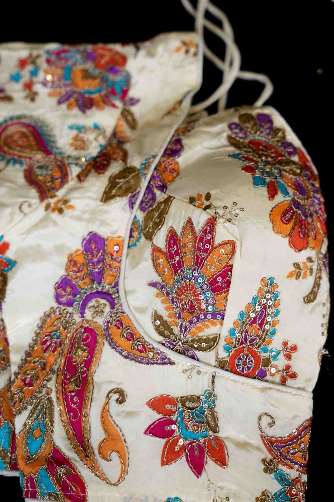 Heavy Chinon with Zari Work Embroidery Ready to Wear Blouse - Image 2