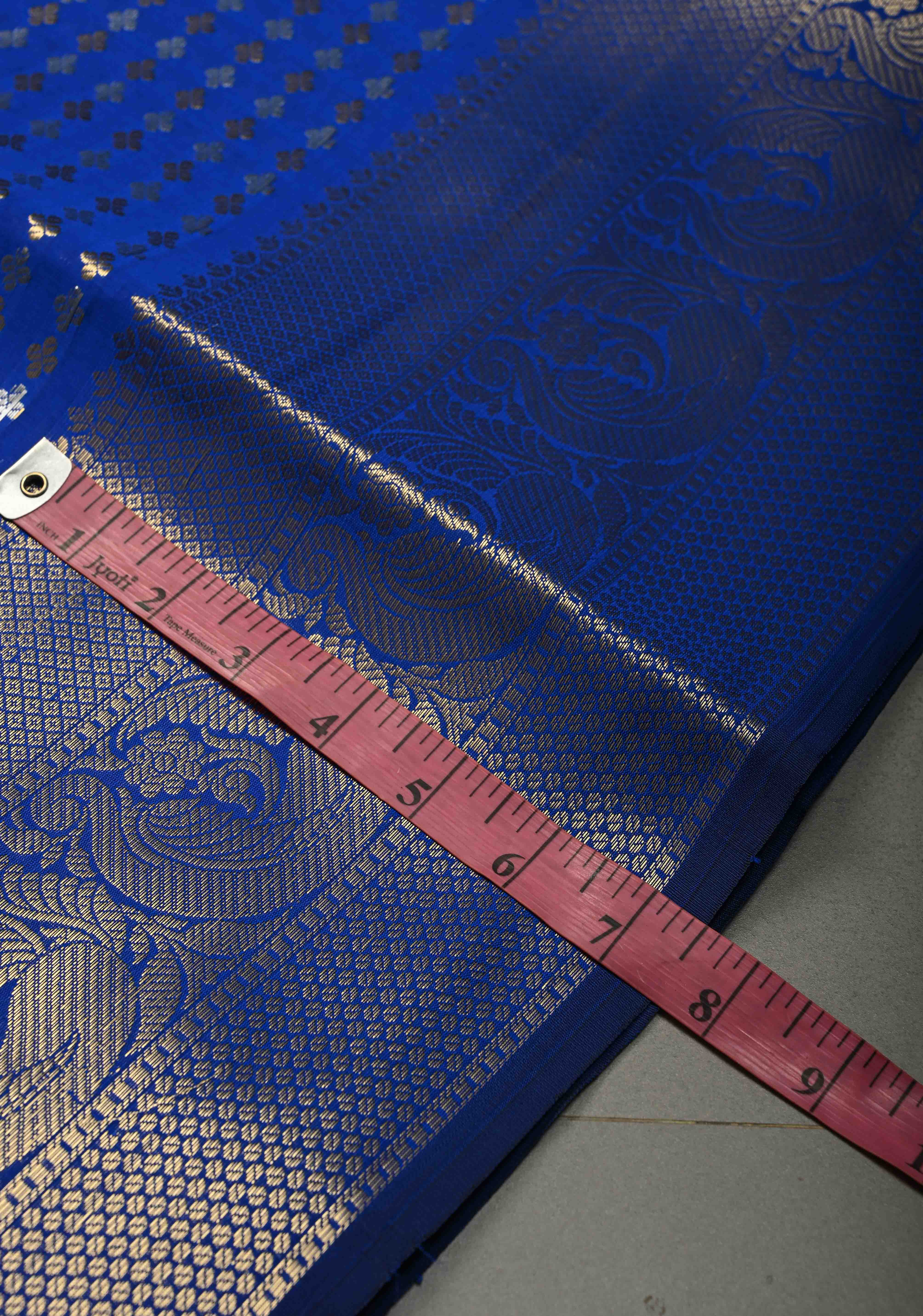 Ink blue  Semi Silk Saree with Sona Rupa Zari Buttis Brocade and Zari Border - Image 6