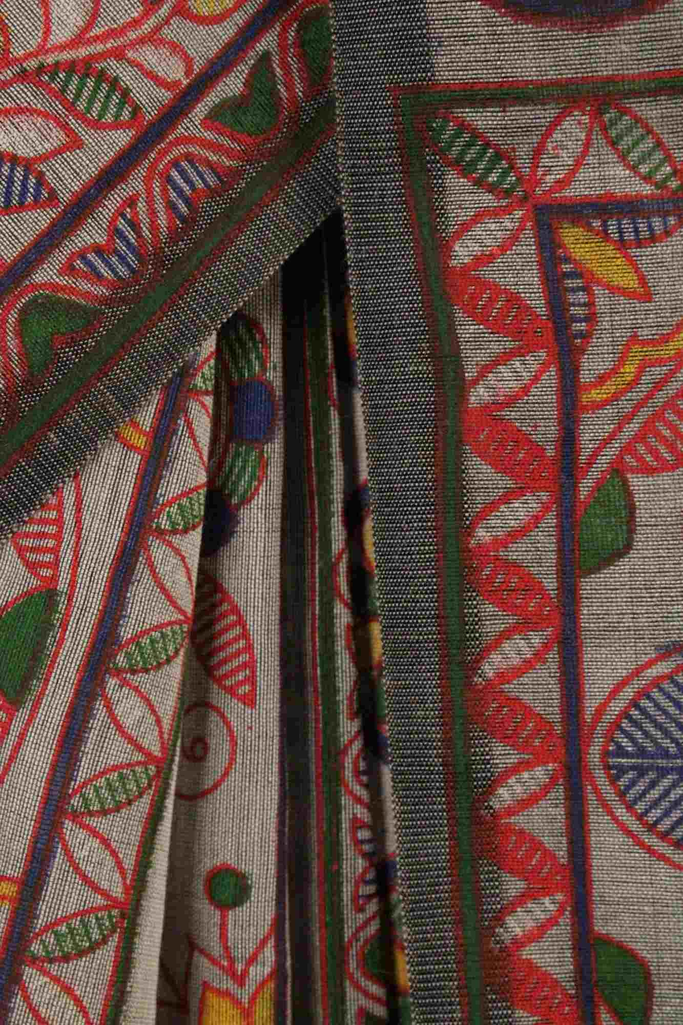 Intricately printed madhubani Printed Wrap in 1 minute saree - Image 5