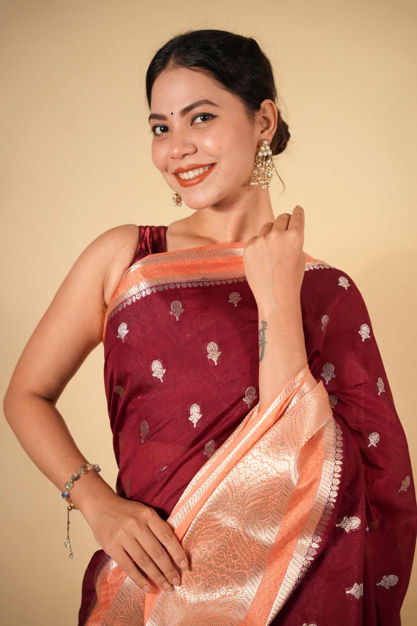 Pure Soft Chettinad Cotton Silk with Intricate Zari Motifs and Opulent Border Ready To Wear Sraee - Image 9